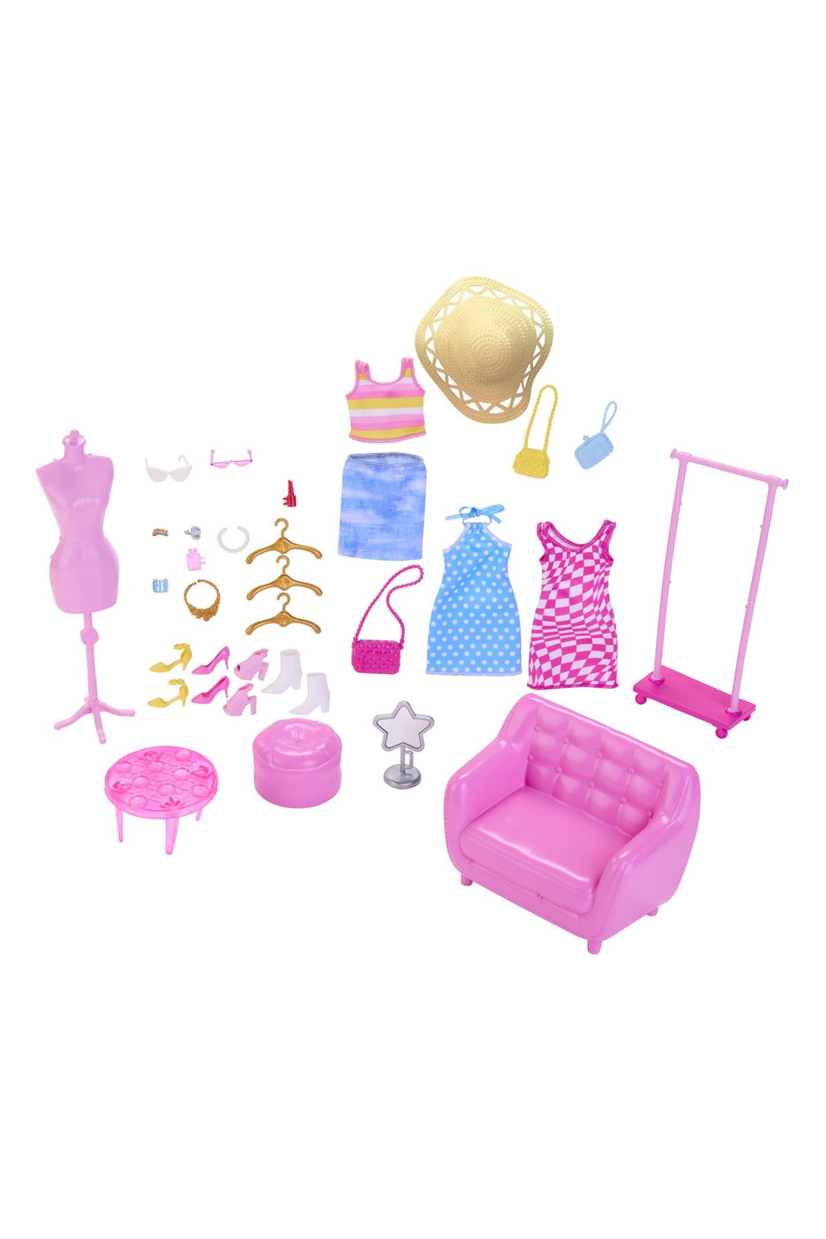 Barbie'nin Kıyafet ve Aksesuar Askısı Oyun Seti