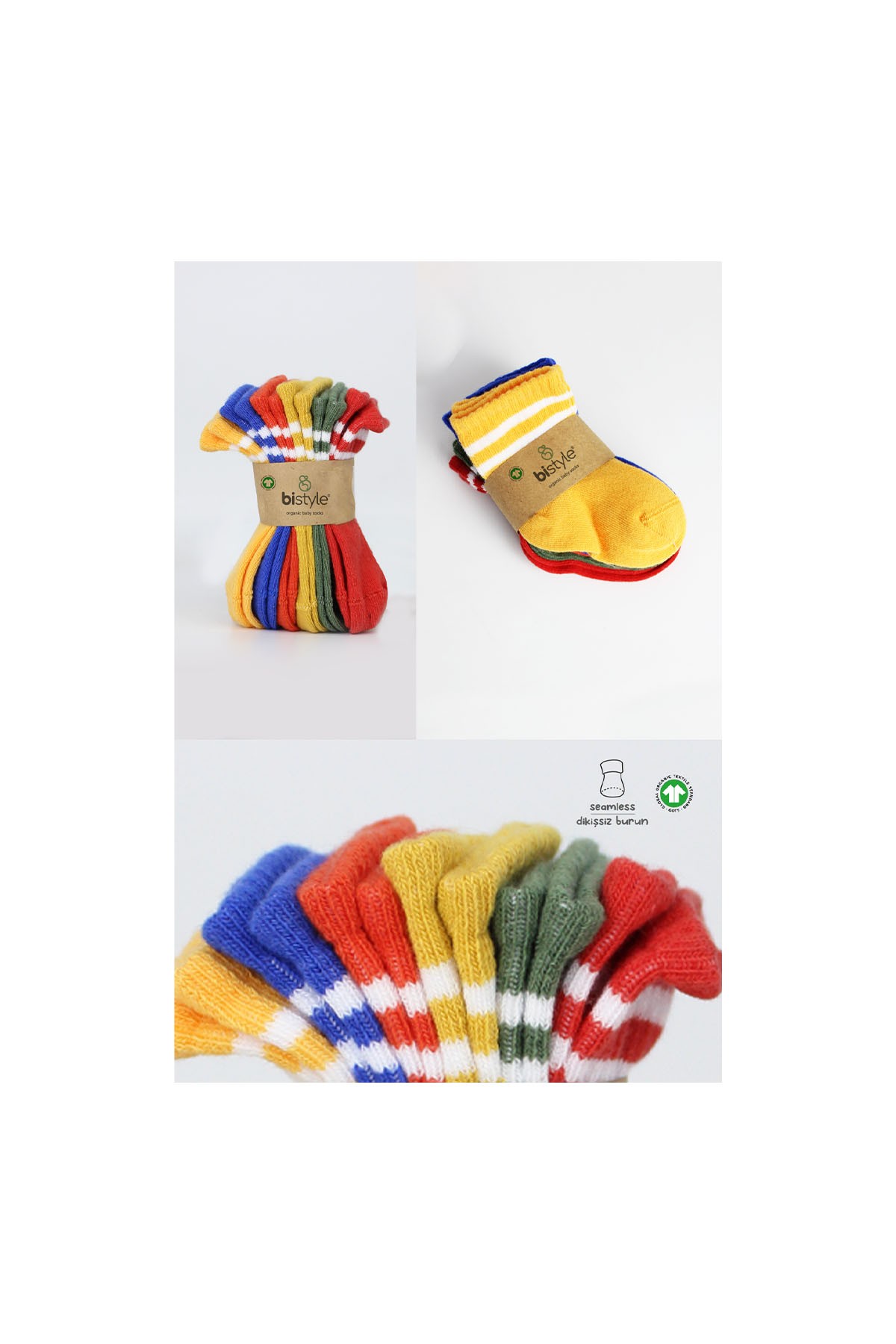 Bistyle 6'lı Penye Bebek Çorabı Çizgili Çok Renkli