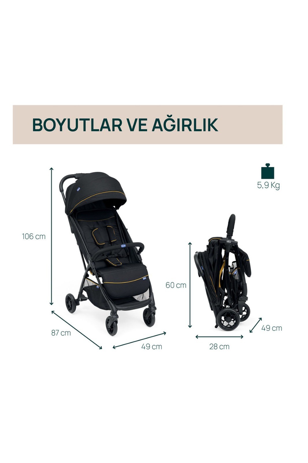 Chicco Glee Bebek Arabası Playful Black