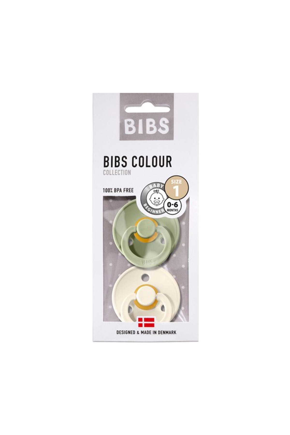 Bibs Colour 2'li Kauçuk Emzik No:1 Ivory/Sage 0-6 Ay