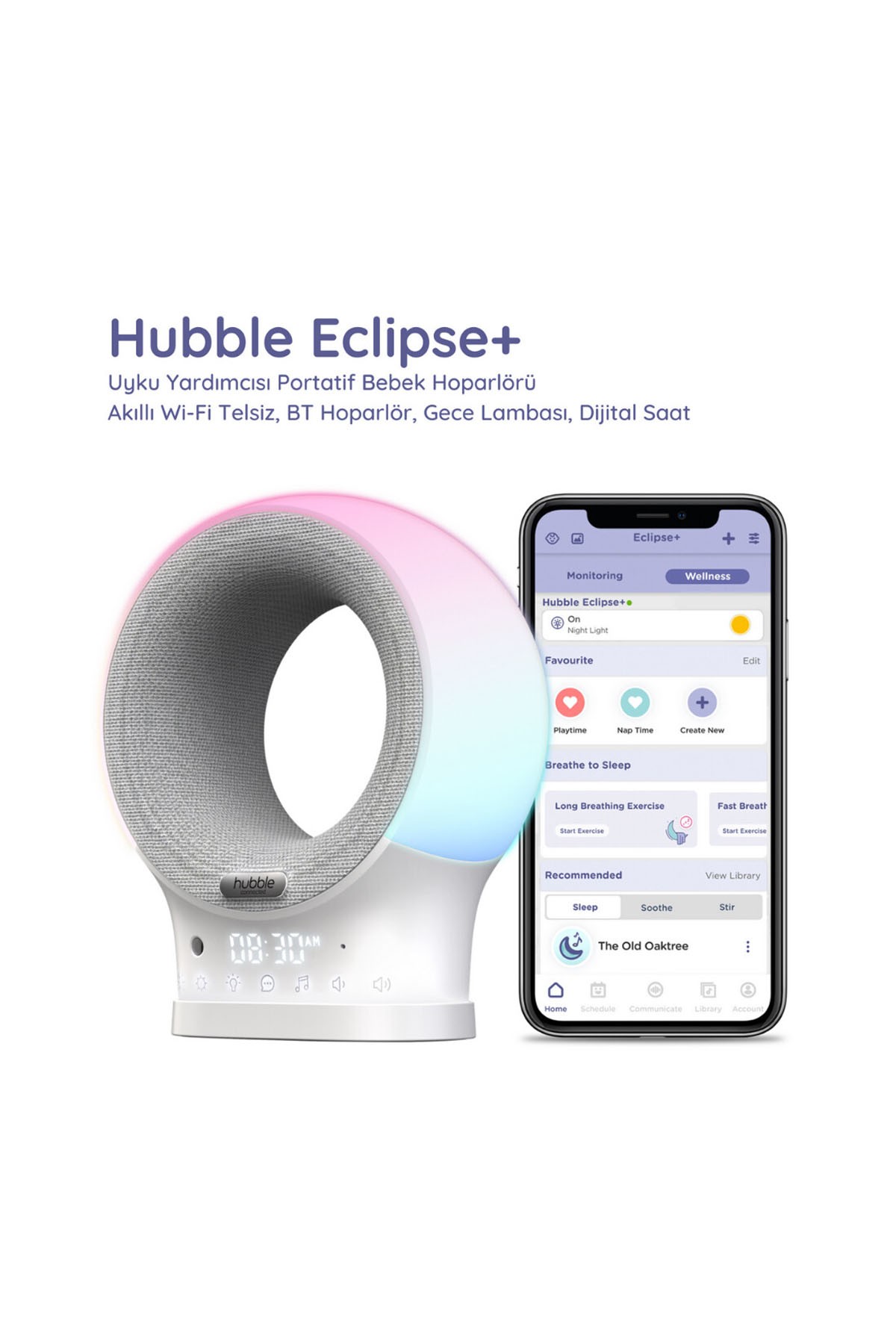 Hubble Eclipse Plus Bebek Telsizi Ninni Çalar Bluetooth Speaker Gece Lambası