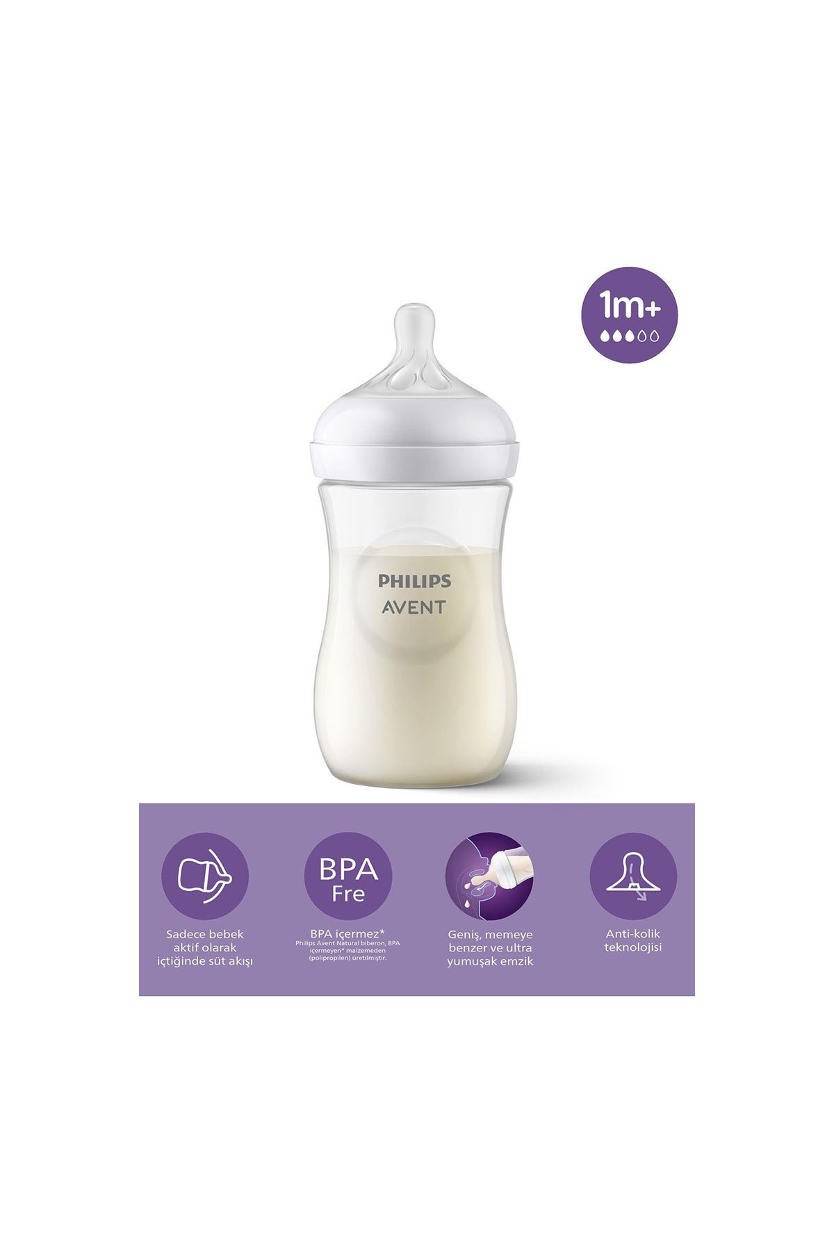 Philips Avent Doğal Tepkili PP Biberon 260ml 1+ Ay