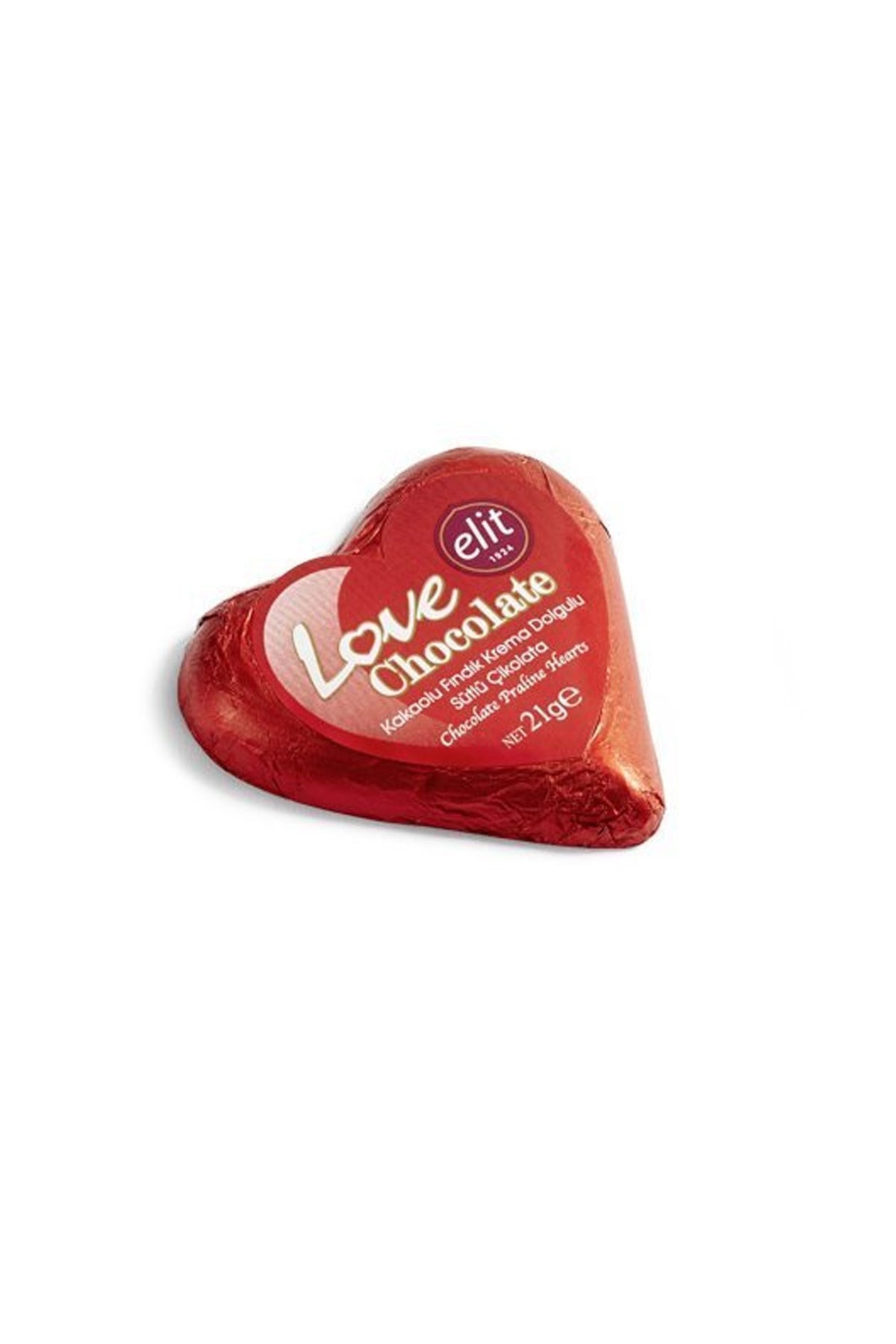Elit Love Chocolate Sütlü Kalp Çikolata Glütensiz 21 g