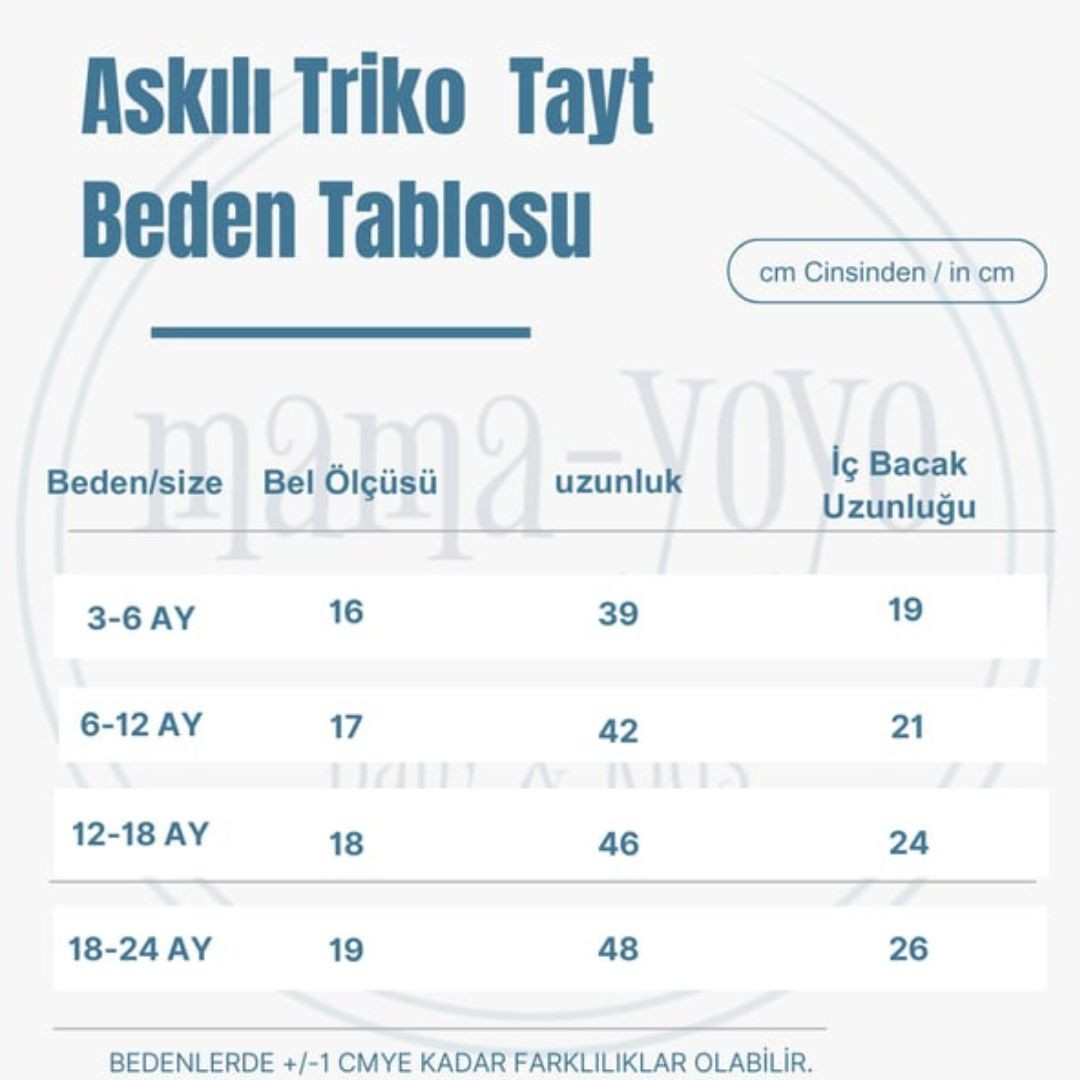 Mama Yoyo %100 Organik Pamuk Askılı Triko Bebek Taytı Bej 12-18 Ay