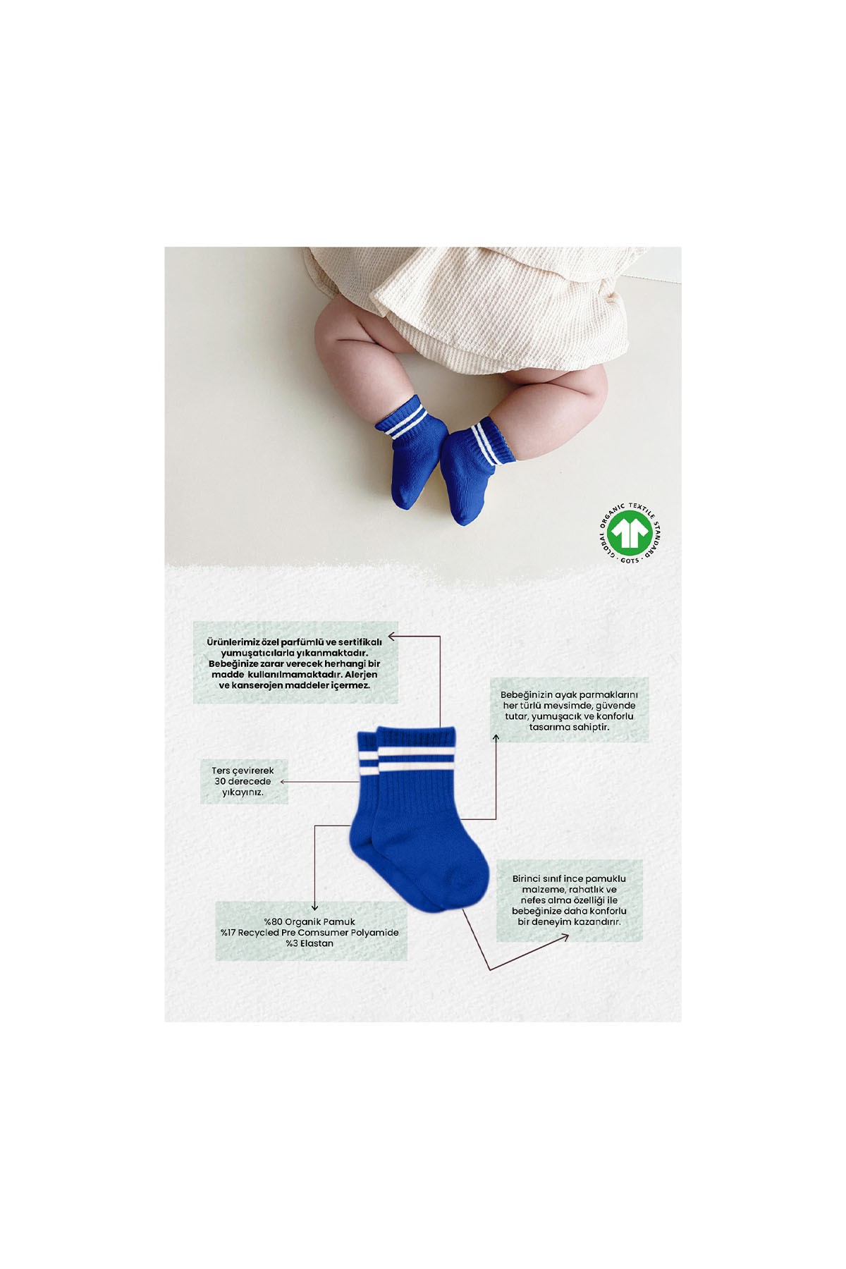 Bistyle 6'lı Penye Bebek Çorabı Çizgili Çok Renkli