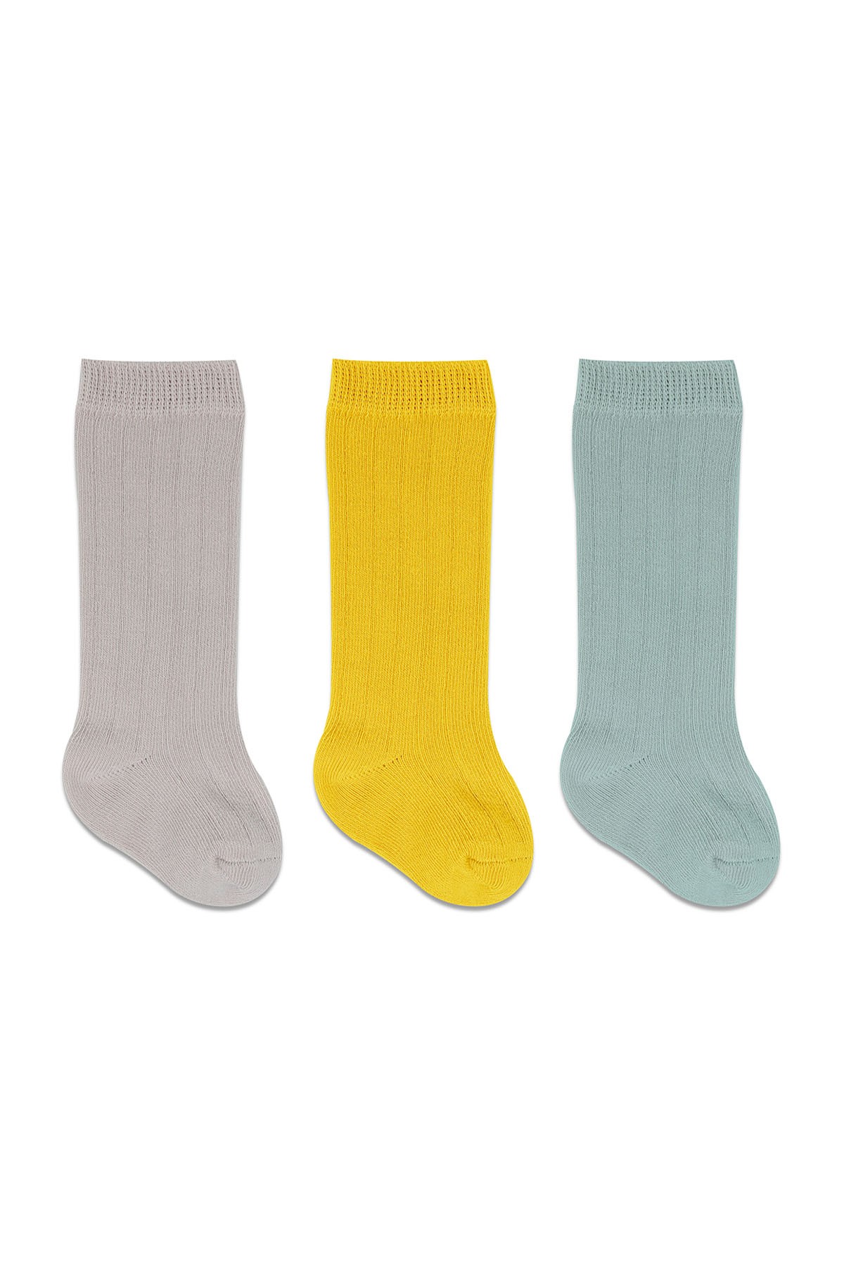 Bistyle 3'lü Dizaltı Bebek Çorabı Sarı Çok Renkli