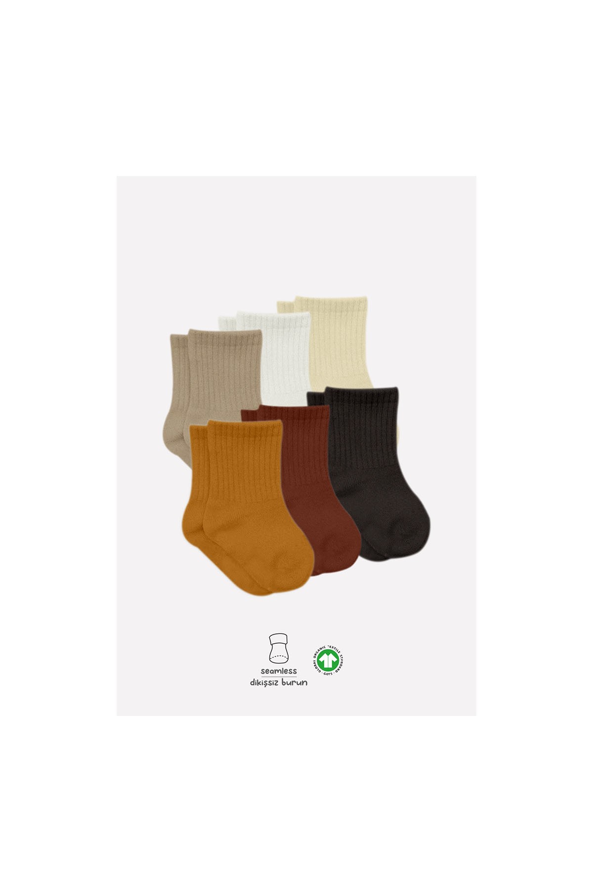 Bistyle 6'lı Penye Bebek Çorabı Kahve Çok Renkli