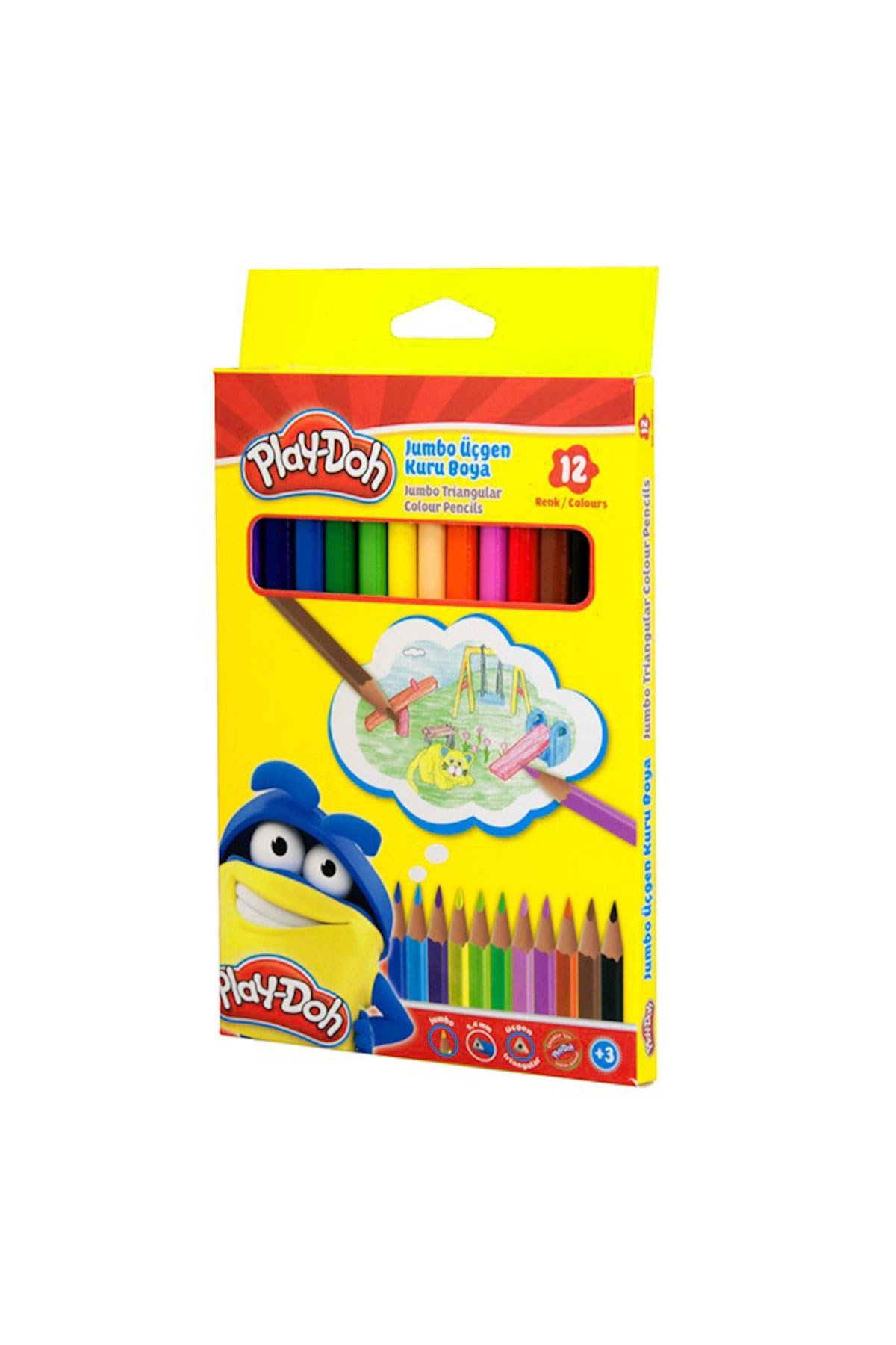 Play-Doh 12 Renk Jumbo Üçgen Kuru Boya