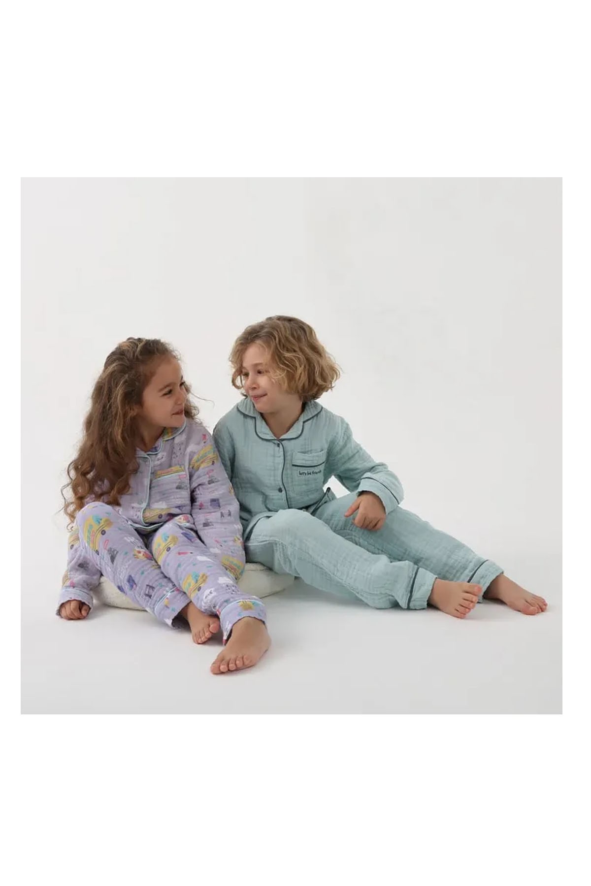 Let's Be Friends Organik Muslin Pijama Takımı Mint