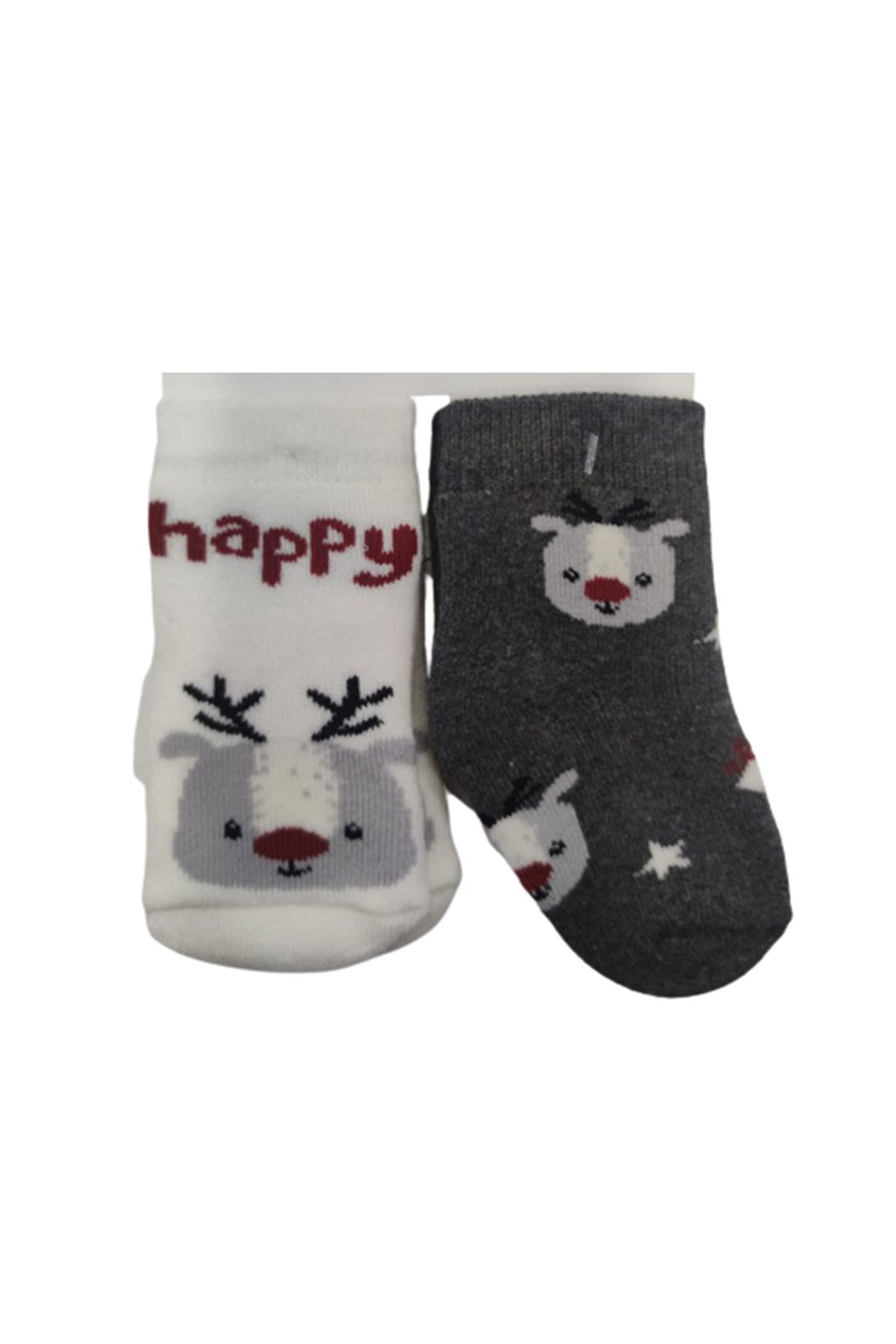 Step İkili Havlu Happy Deer Soket Çorap Lacivert