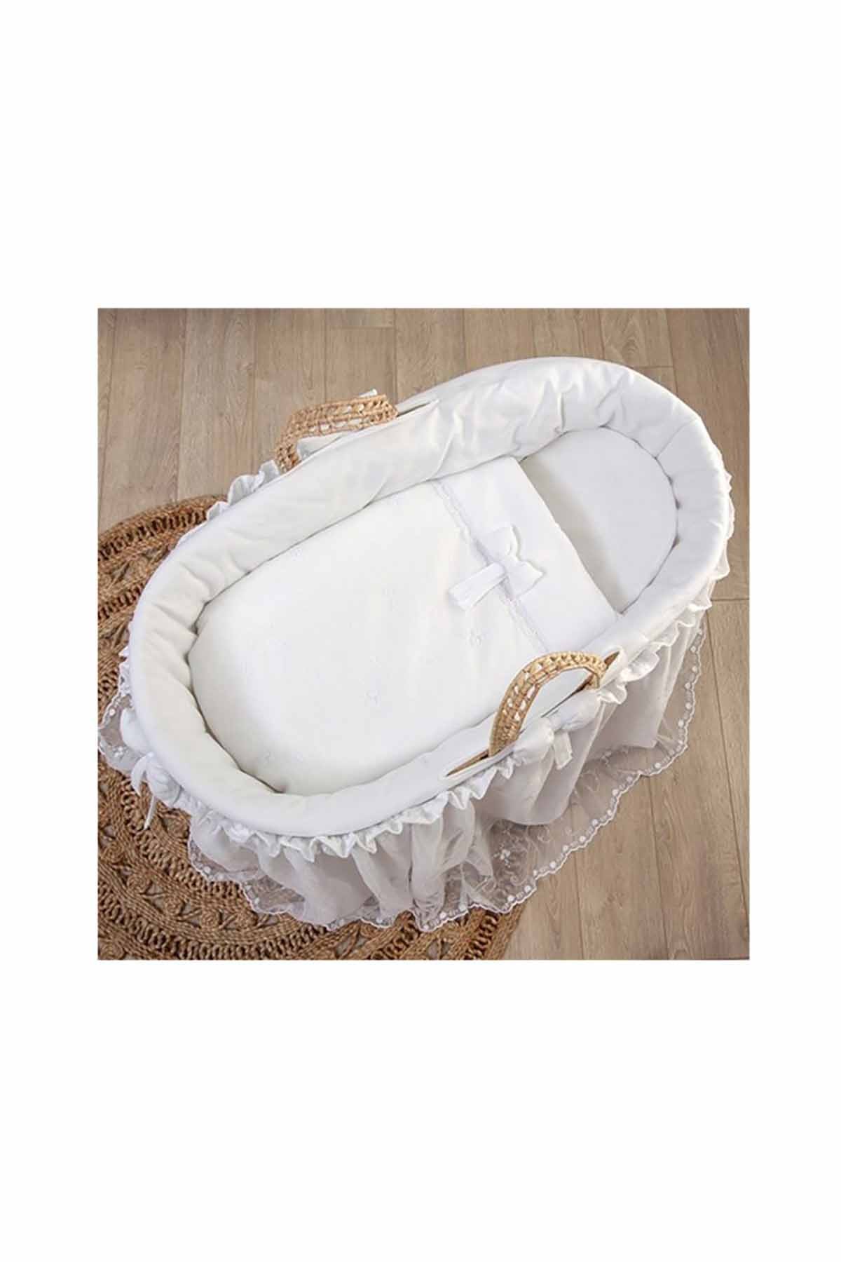 Funna Baby Hasır Sepet Seti - Premium Baby Beyaz