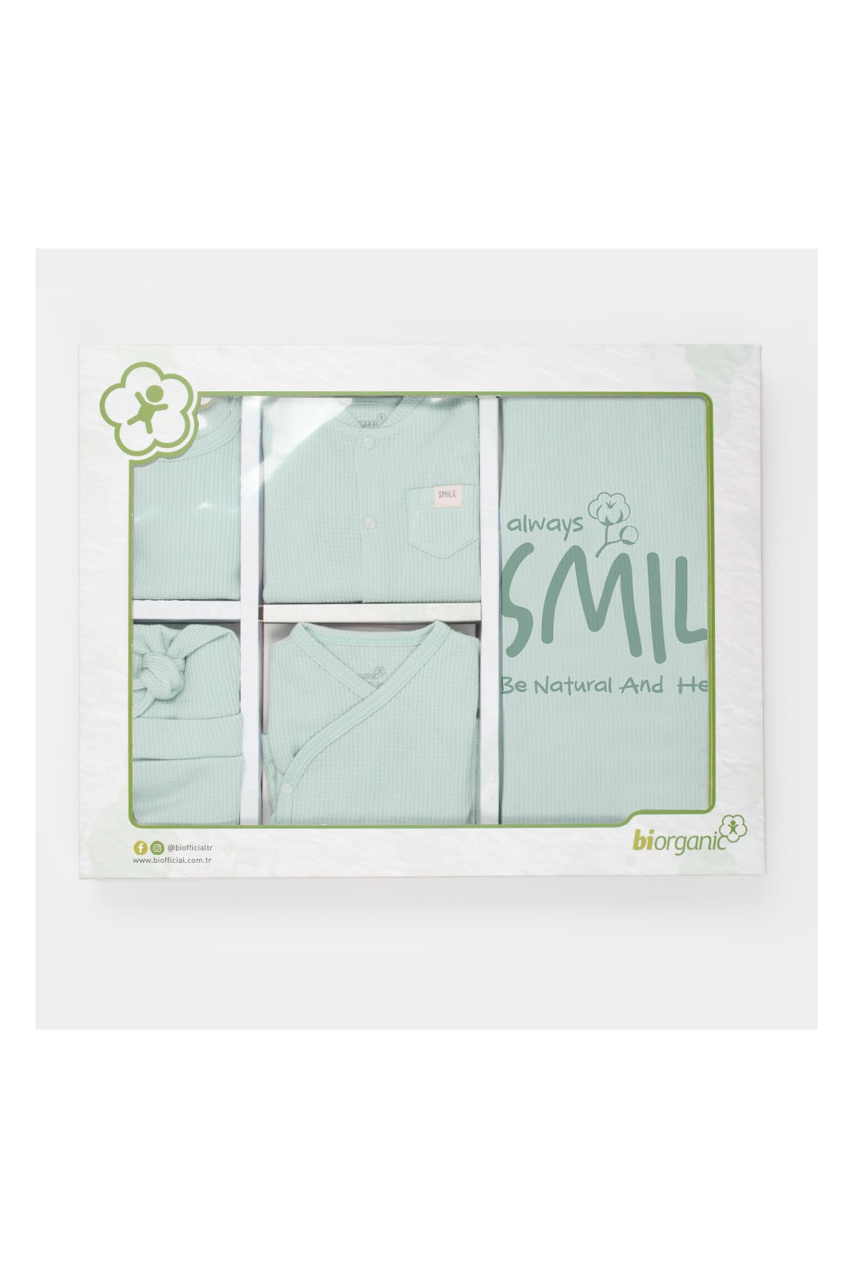 Biorganic Waffle Smile Hastane Çıkışı 10'lu Set Mint Yeşili