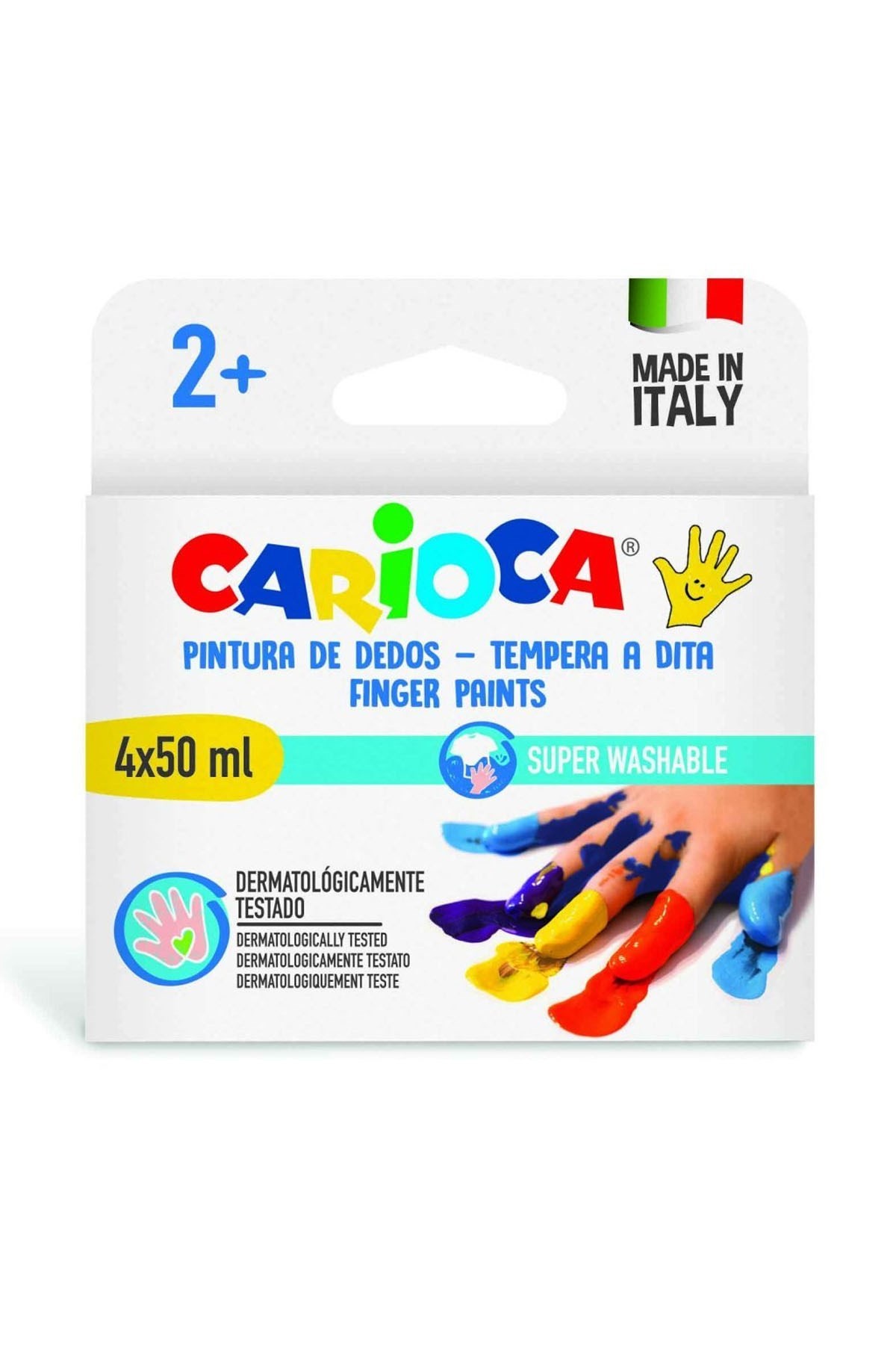 Carioca 4'lü 4x50 ml Süper Yıkanabilir Bebek Parmak Boyası
