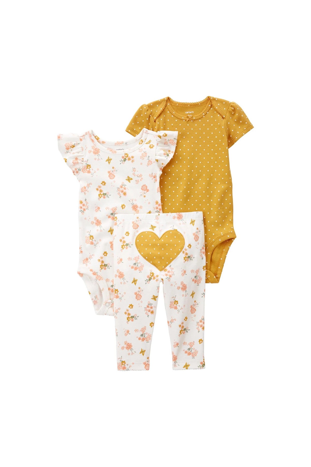 Carter's Layette Kız Bebek 3'lü Takım Çiçekli Sarı