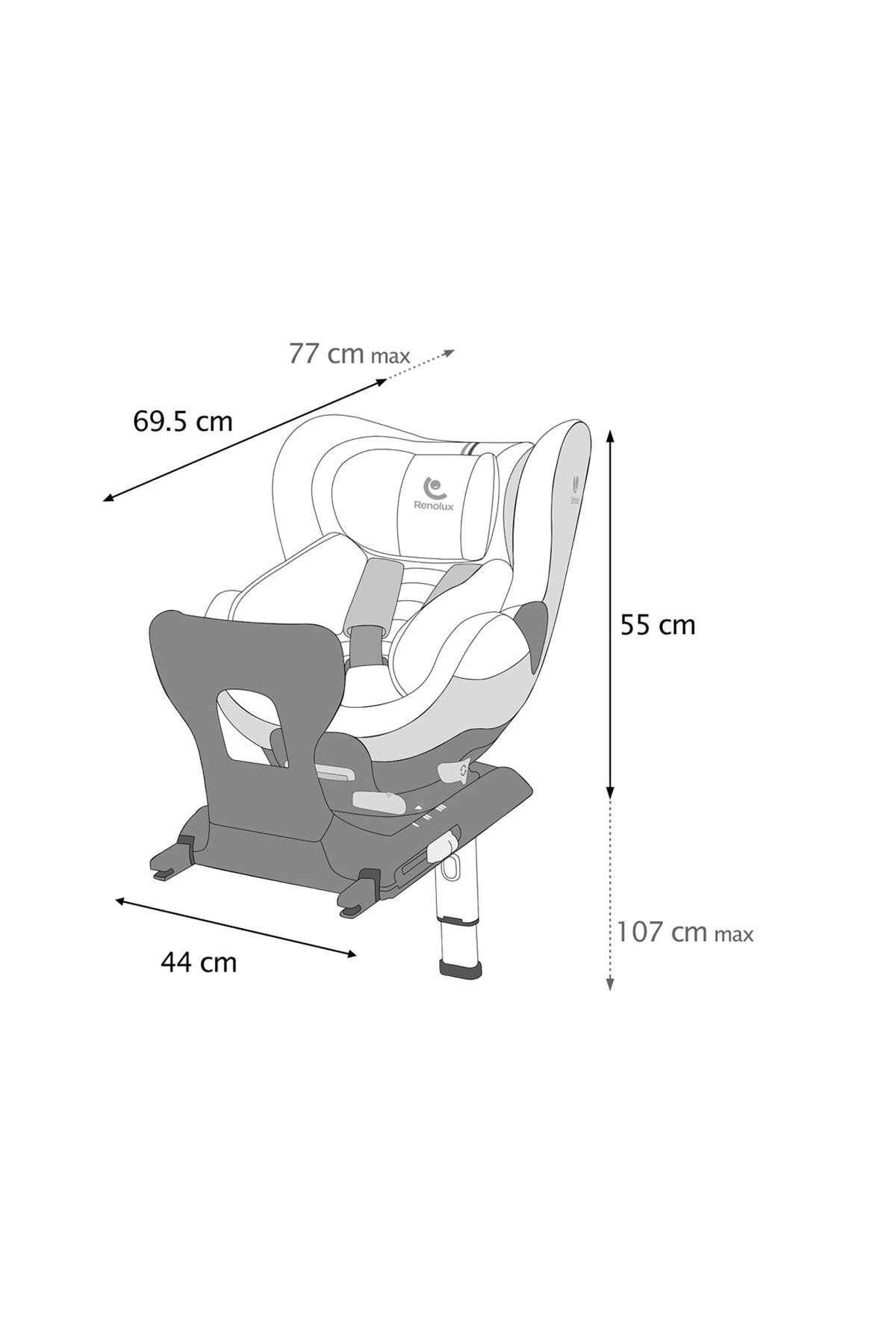 Renolux Gaia I-Size Softness Isofix 40-105 cm (0-18 Kg) Oto Koltuğu Siyah