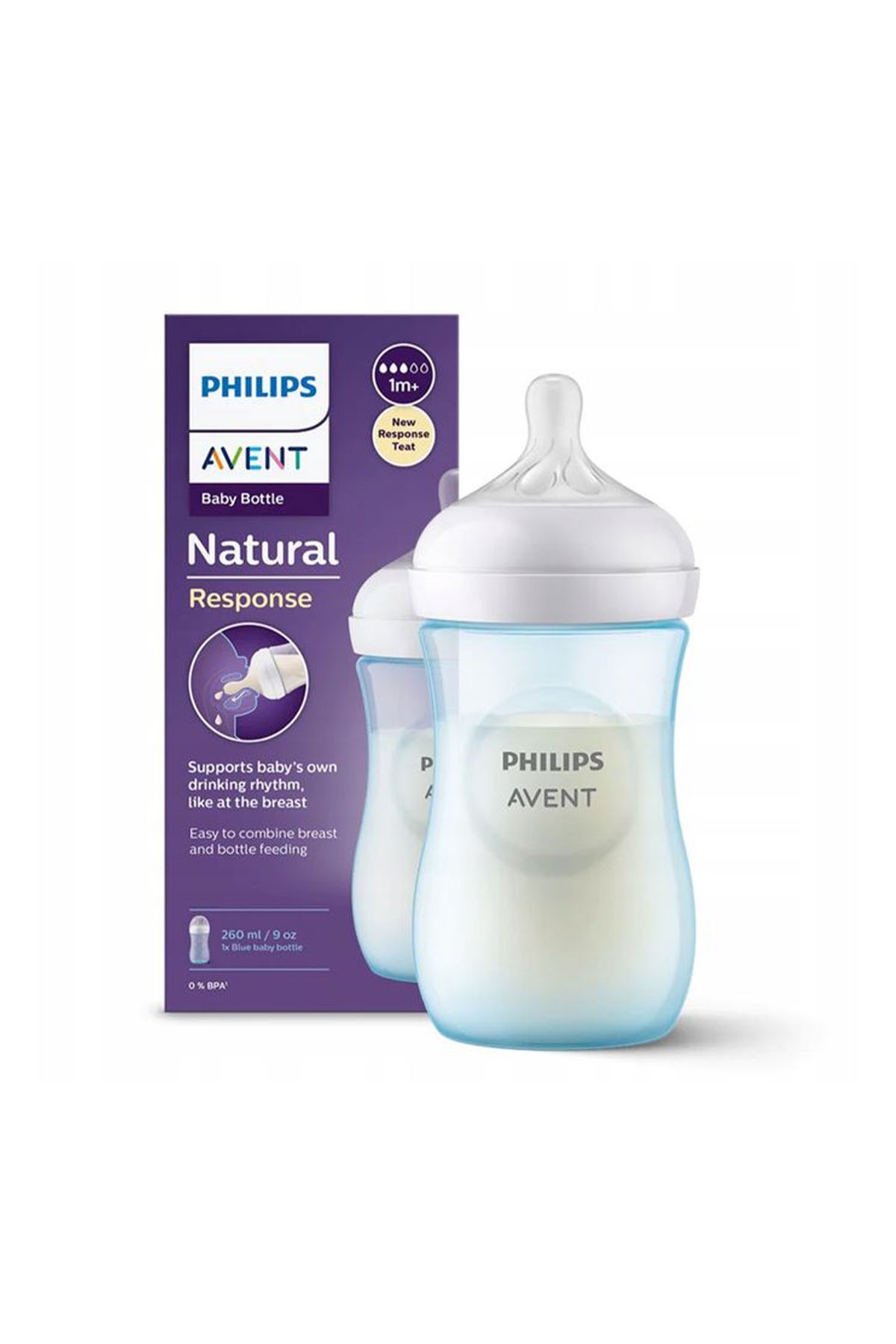 Philips Avent Doğal Tepkili PP Mavi Biberon 260ml 1+ Ay