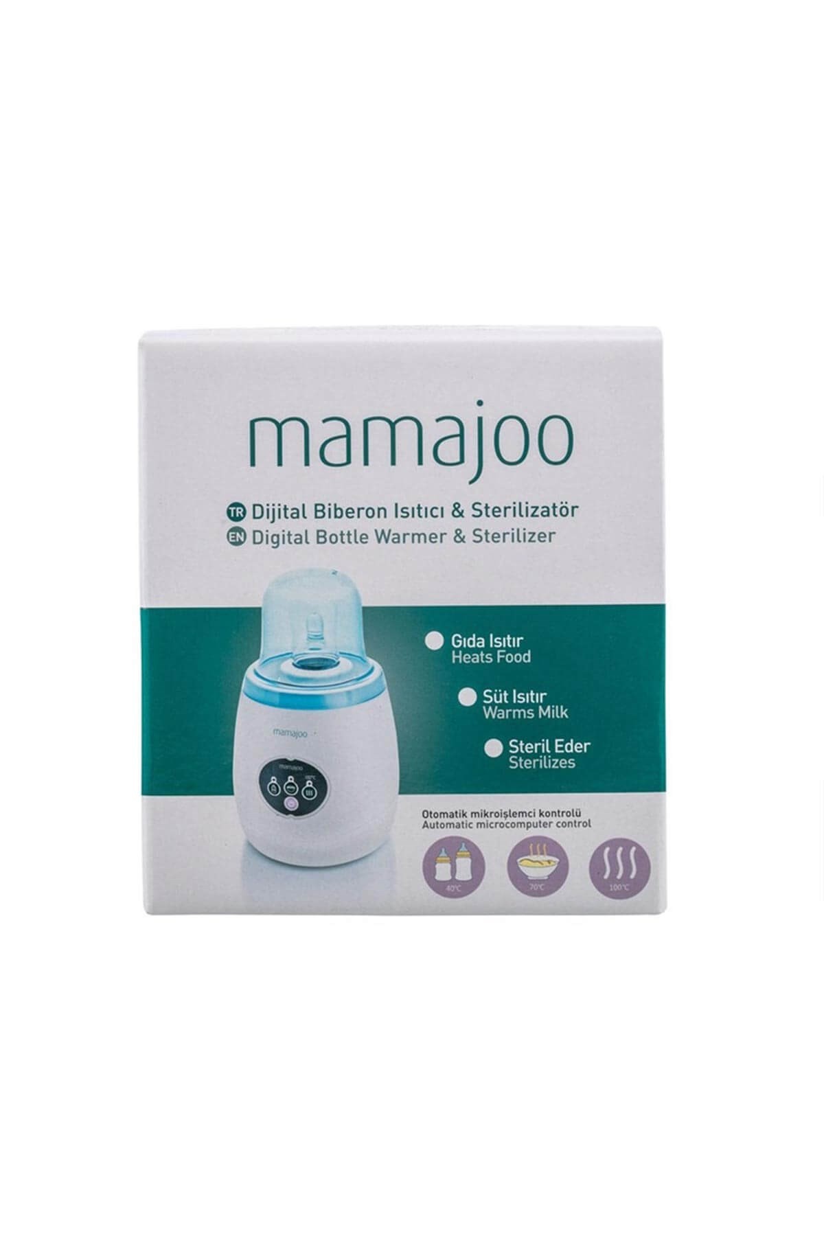 Mamajoo Dijital Mama Isıtıcısı ve Buhar Sterilizatörü & 4'lü Anne Sütü Saklama Kabı Seti