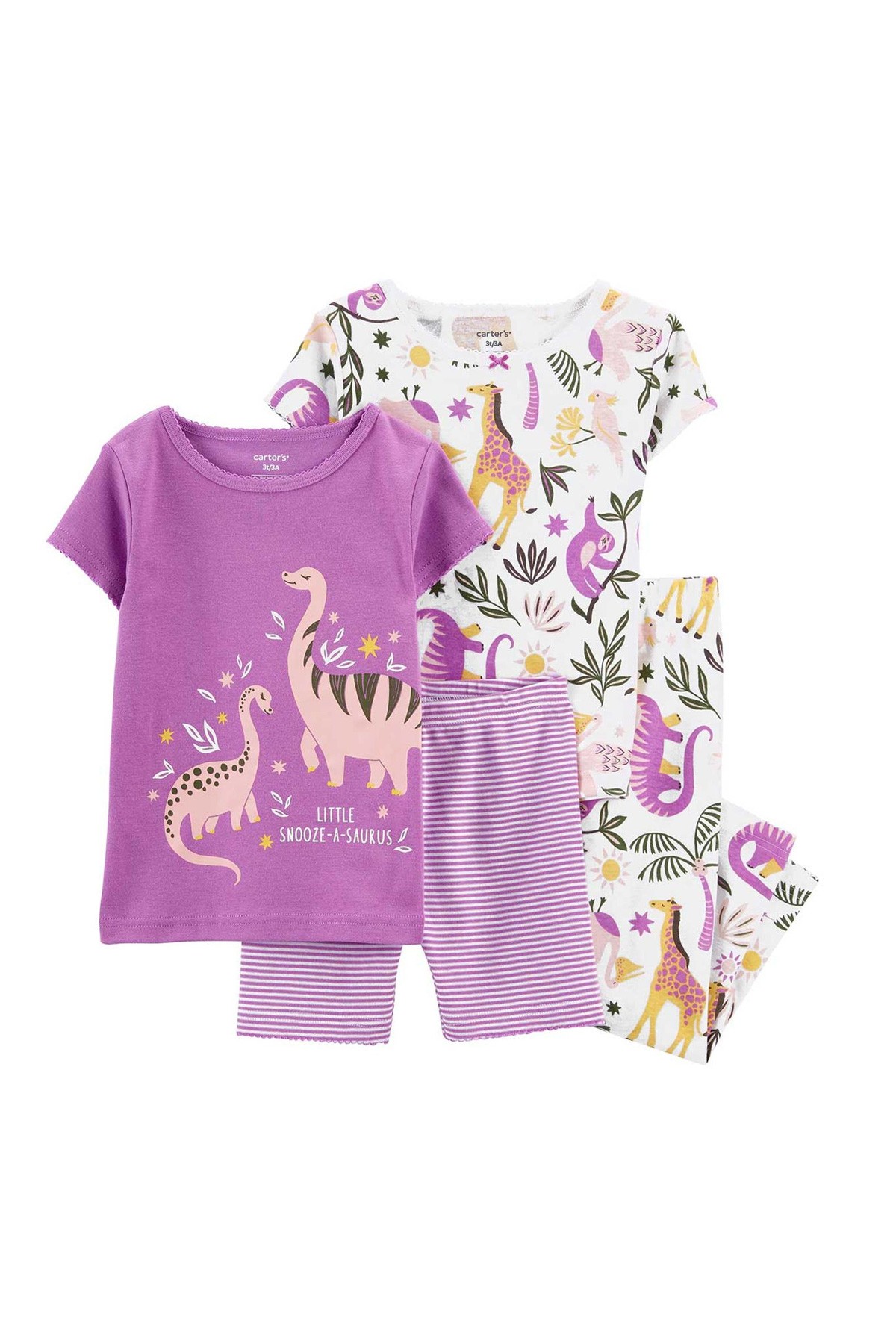 Carter's Kız Bebek 4'lü Pijama Set Çiçekli Mor