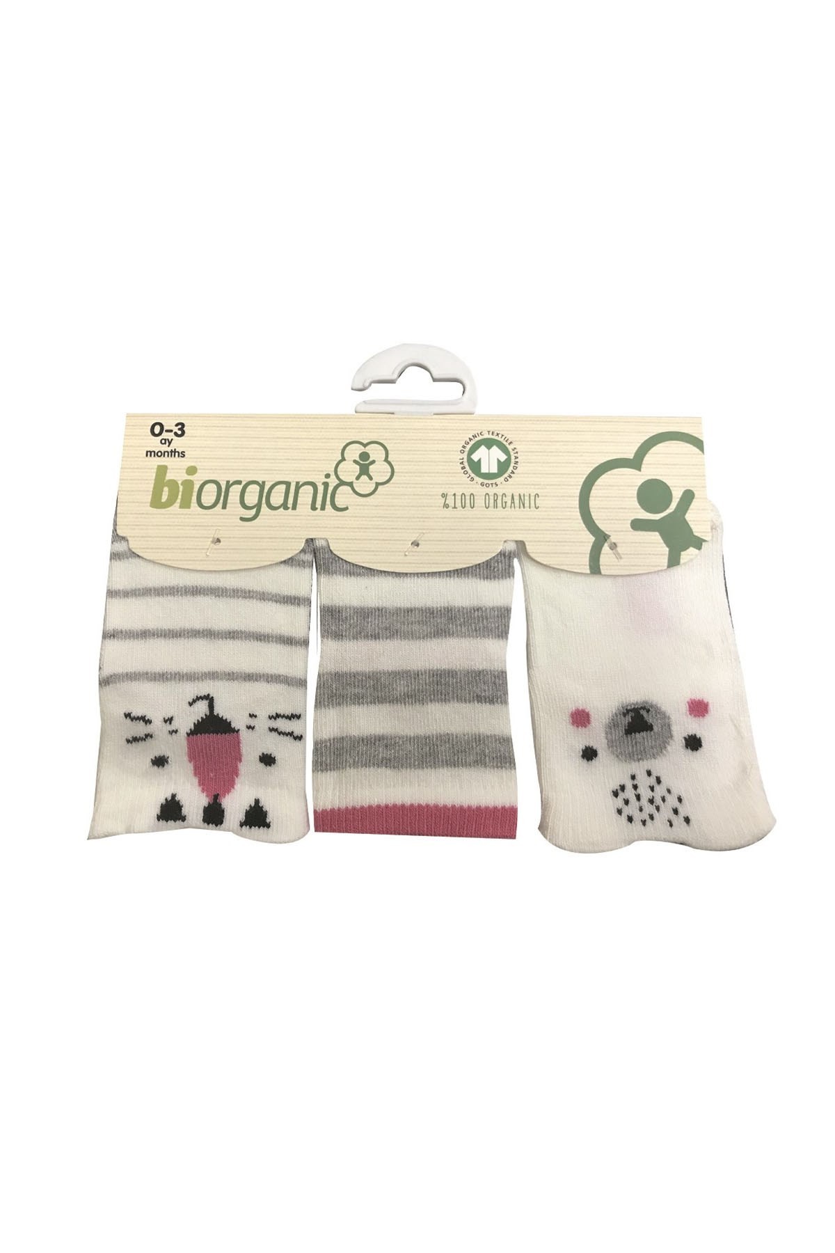 Biorganic Lion 3lü Çorap Pembe