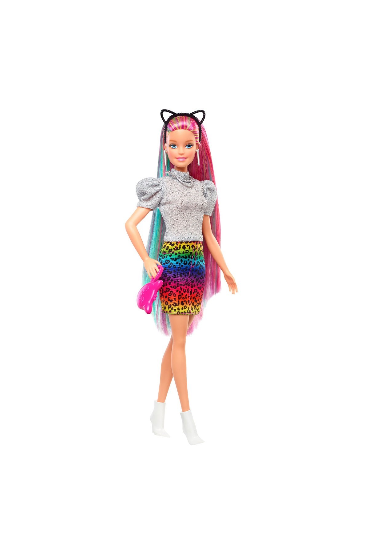 Barbie Leopar Desenli Saçlar Bebeği GRN81