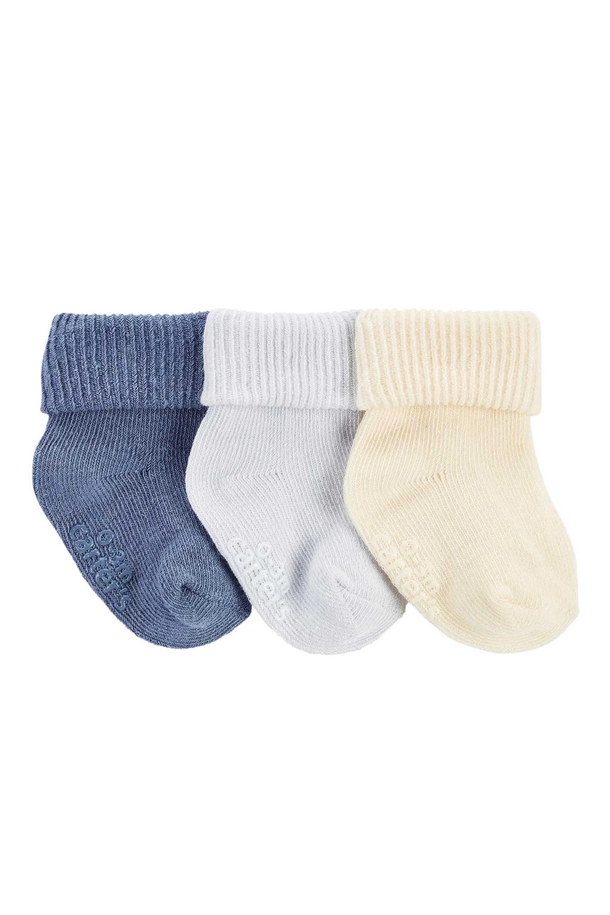 Carter's Erkek Bebek 3'lü Çorap Set Mavi Gri Sarı