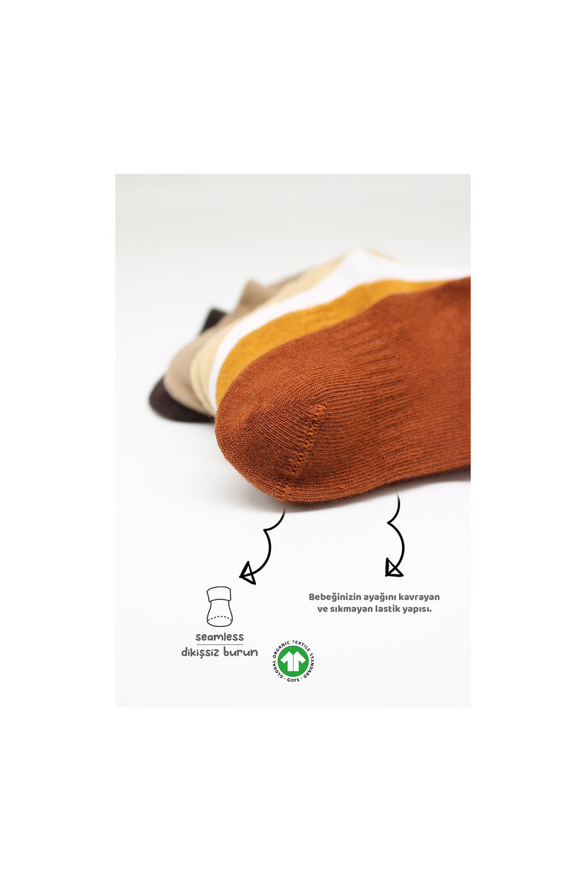 Bistyle 6'lı Basic Sneakers Soket Çorap Kahve Çok Renkli