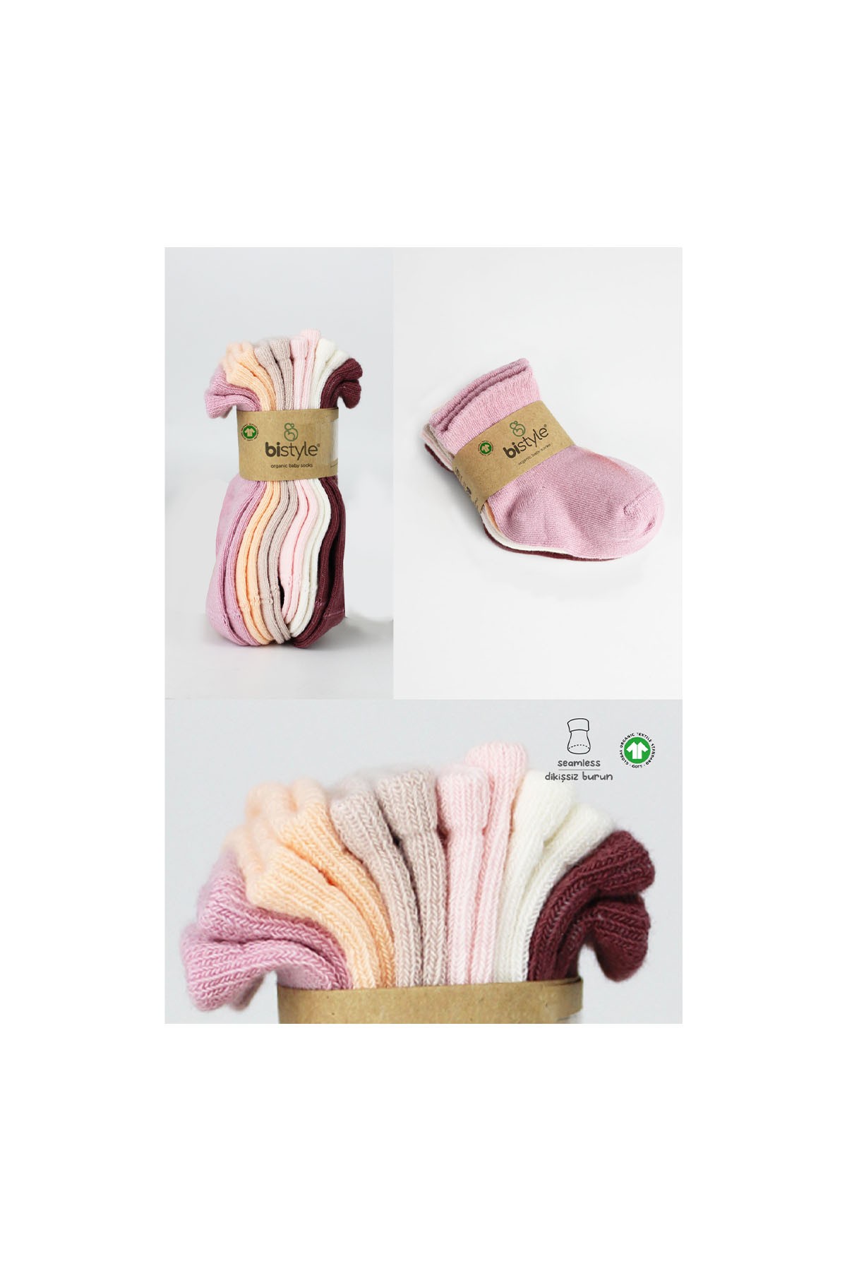 Bistyle 6'lı Penye Bebek Çorabı Pembe Çok Renkli