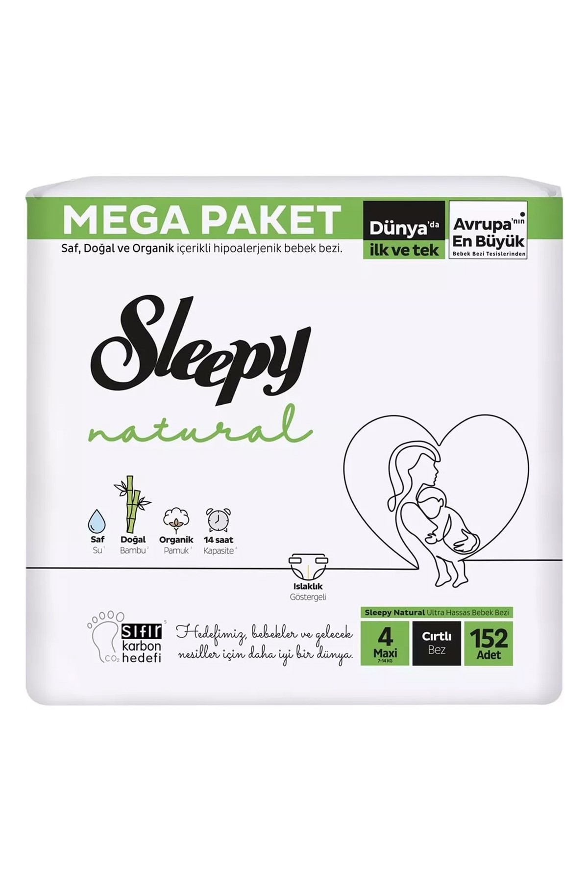 Sleepy Natural Mega Fırsat Maxi 152 ( 4 Numara ) Bebek Bezi