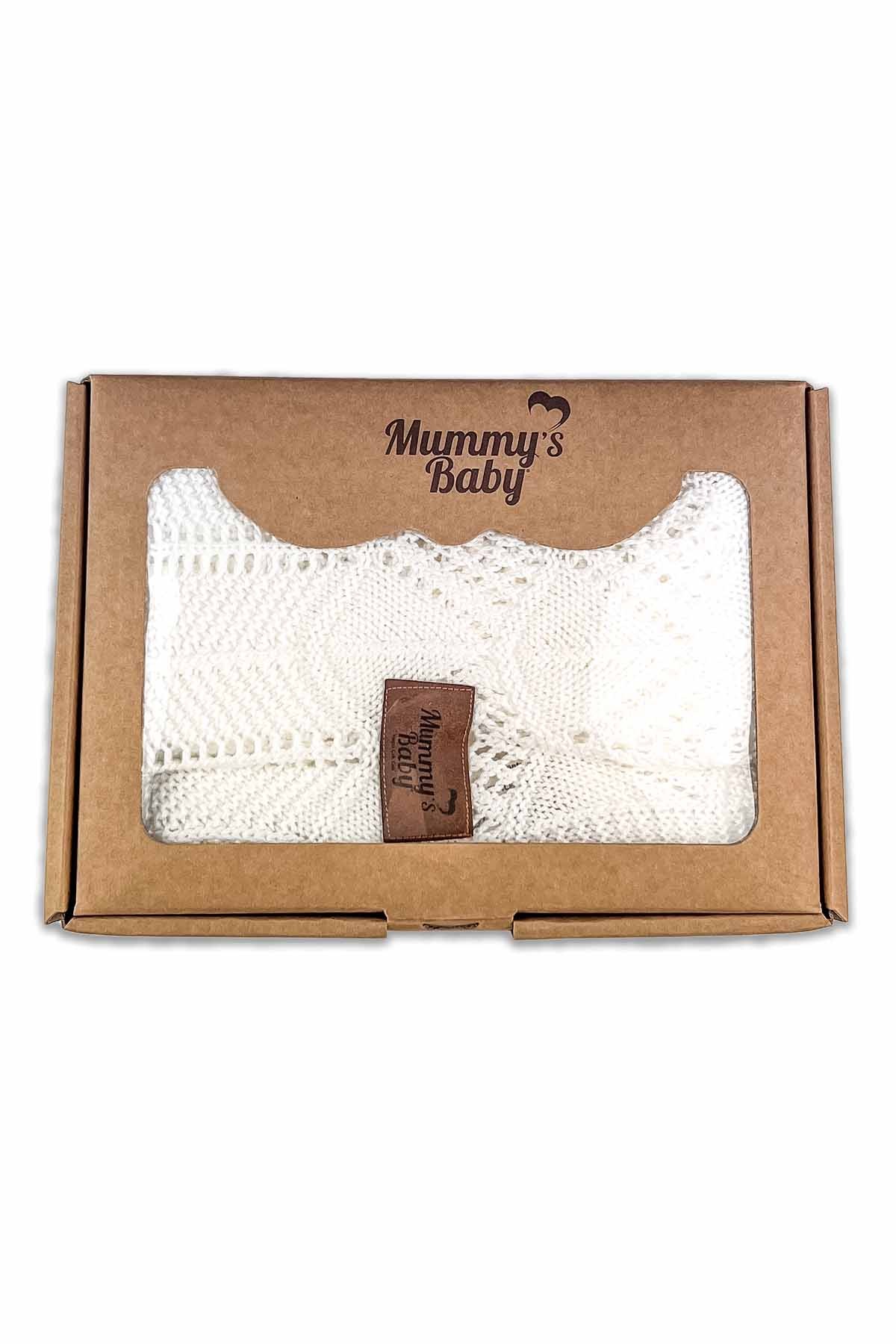 Mummy's Baby Tencel Örgü Dantel Desen Bebek Battaniyesi 80x100 Ekru