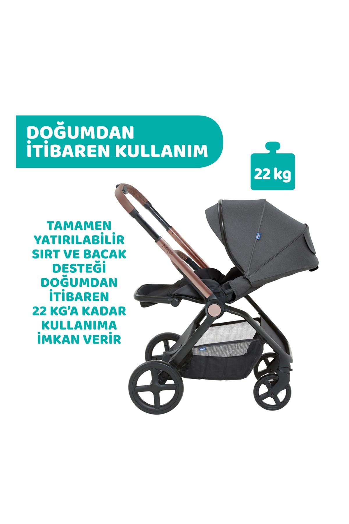 Chicco Mysa Bebek Arabası Silver Grey