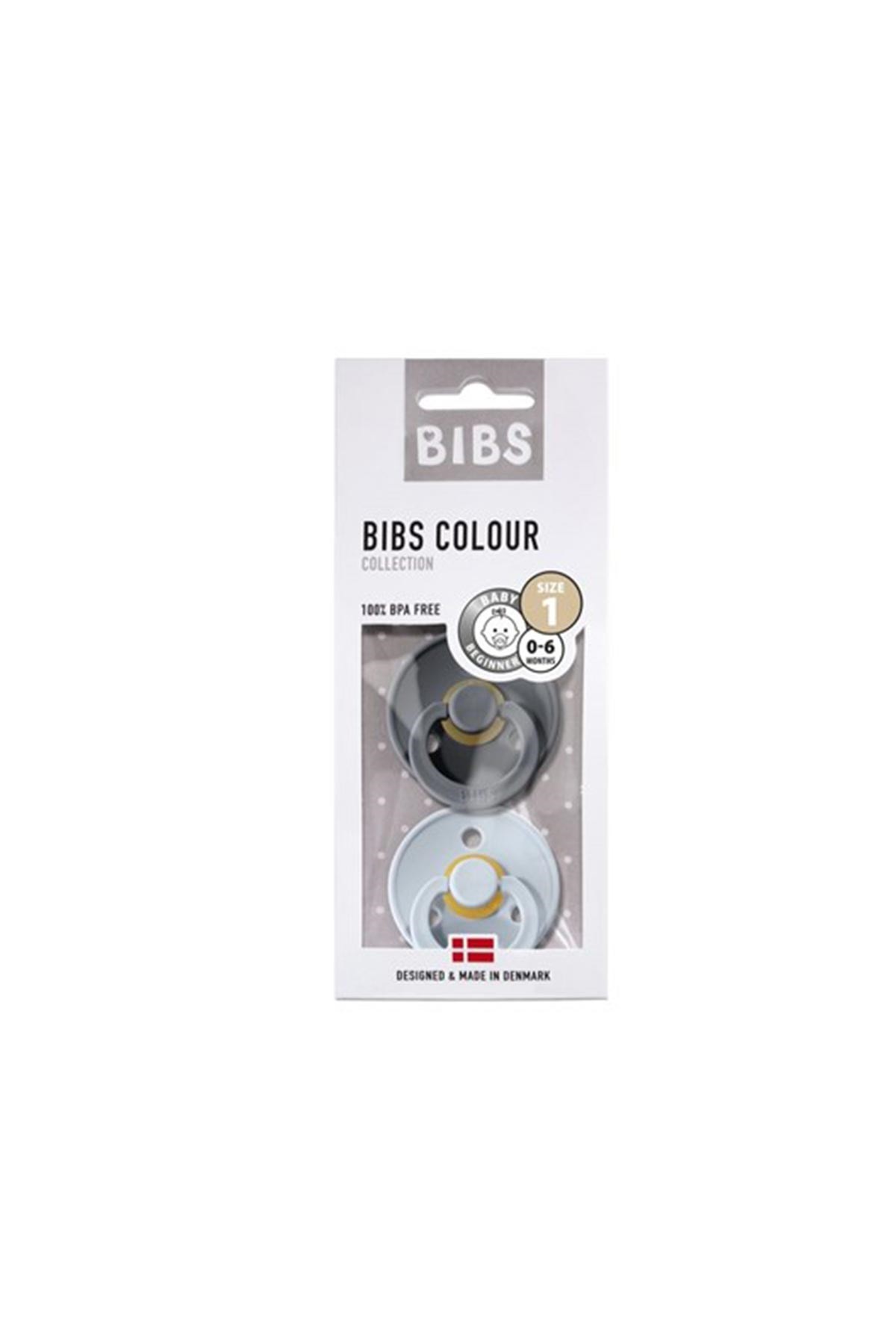 Bibs Colour 2'li Kauçuk Emzik No:1 Iron/Baby Blue 0-6 Ay