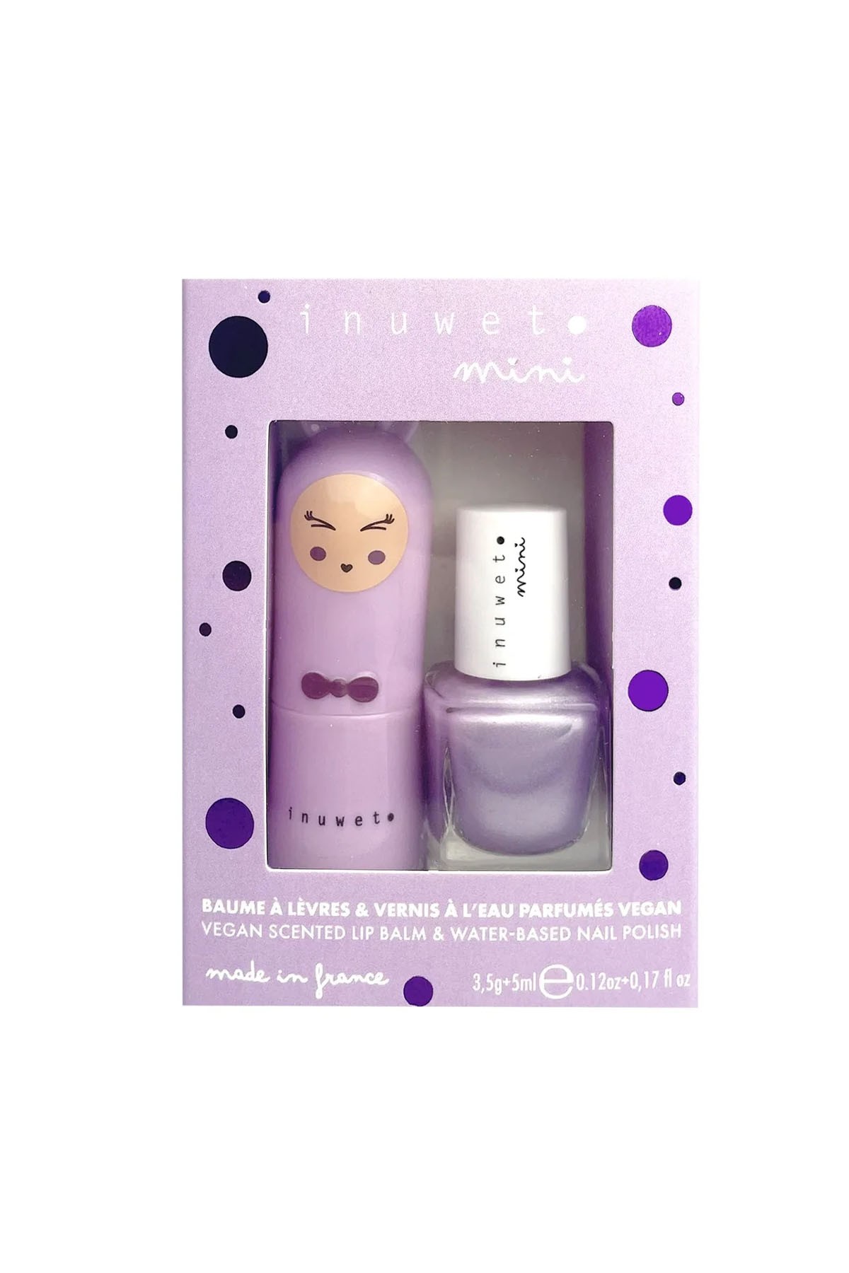 Inuwet Duo Purple Lip Balm Oje B07 +Nailpolish