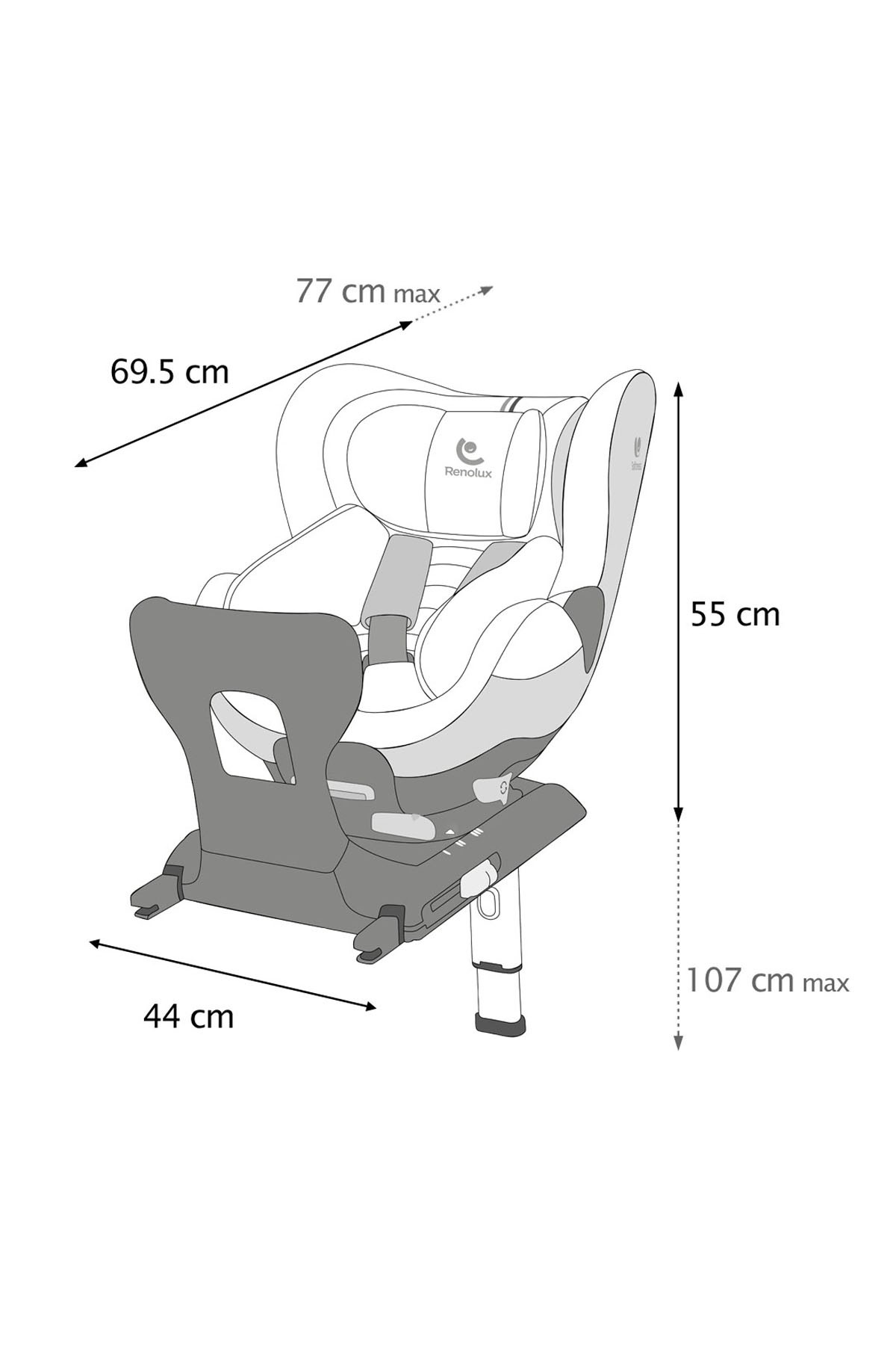 Renolux Gaia I-Size Softness Isofix 40-105 cm (0-18 Kg) Oto Koltuğu Kırmızı