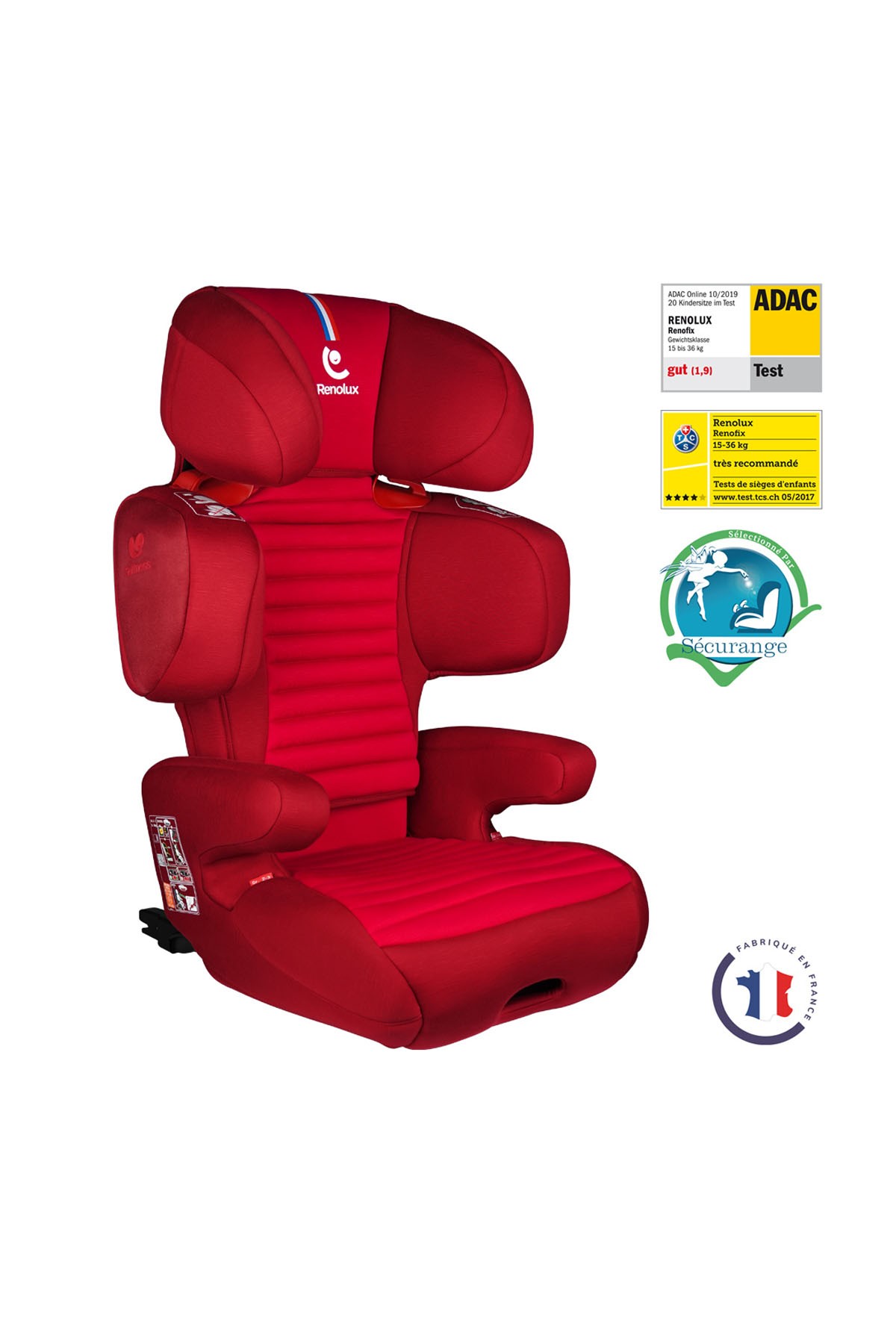 Renolux Renofix Softness Isofix 100 - 150 Cm (15-36 Kg) Oto Koltuğu Kırmızı