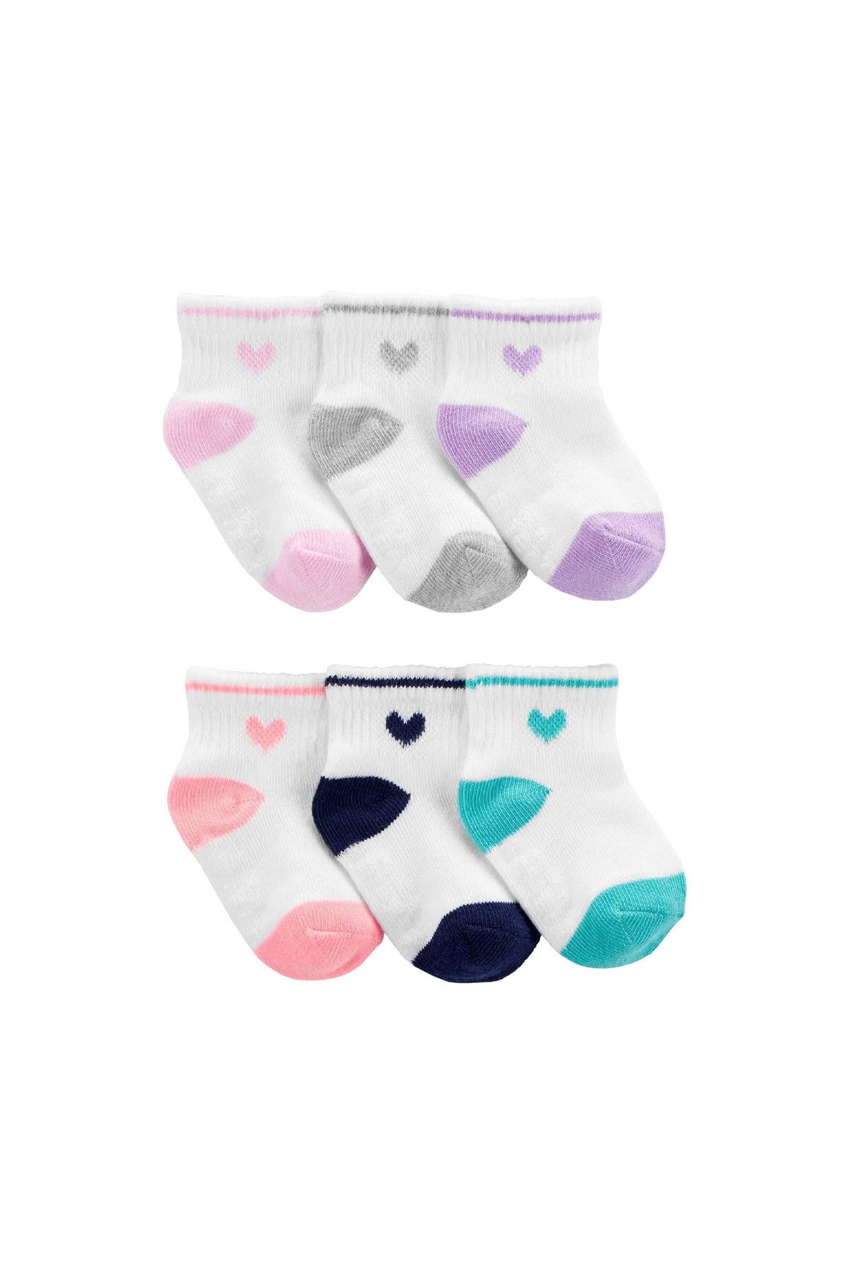 Carter's Kız Bebek 6'lı Çorap Set Kalpli Çok Renkli