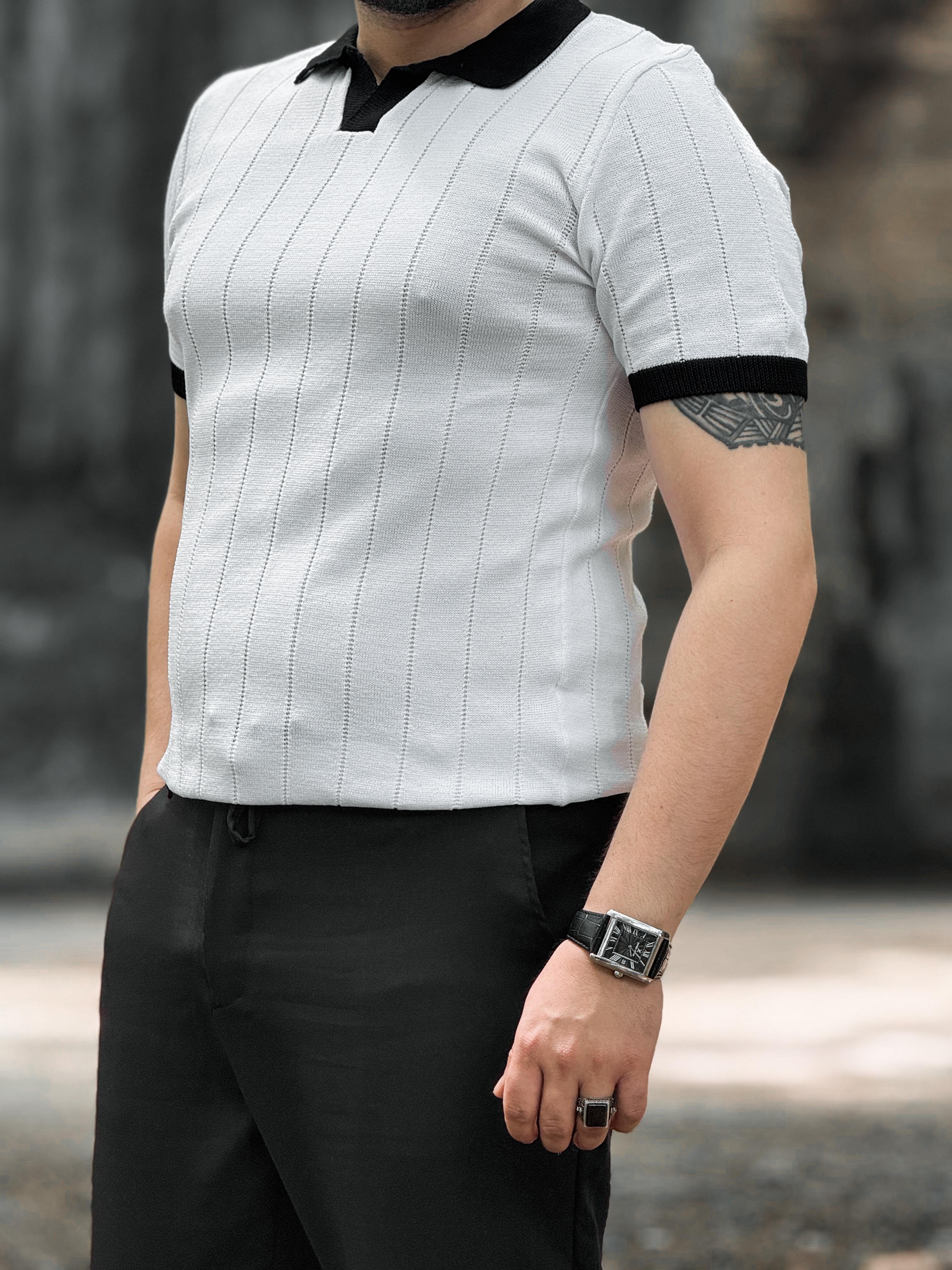 TUŞESİ YUMUŞACIK TRİKO KUMAŞ POLO YAKA ( BEYAZ )