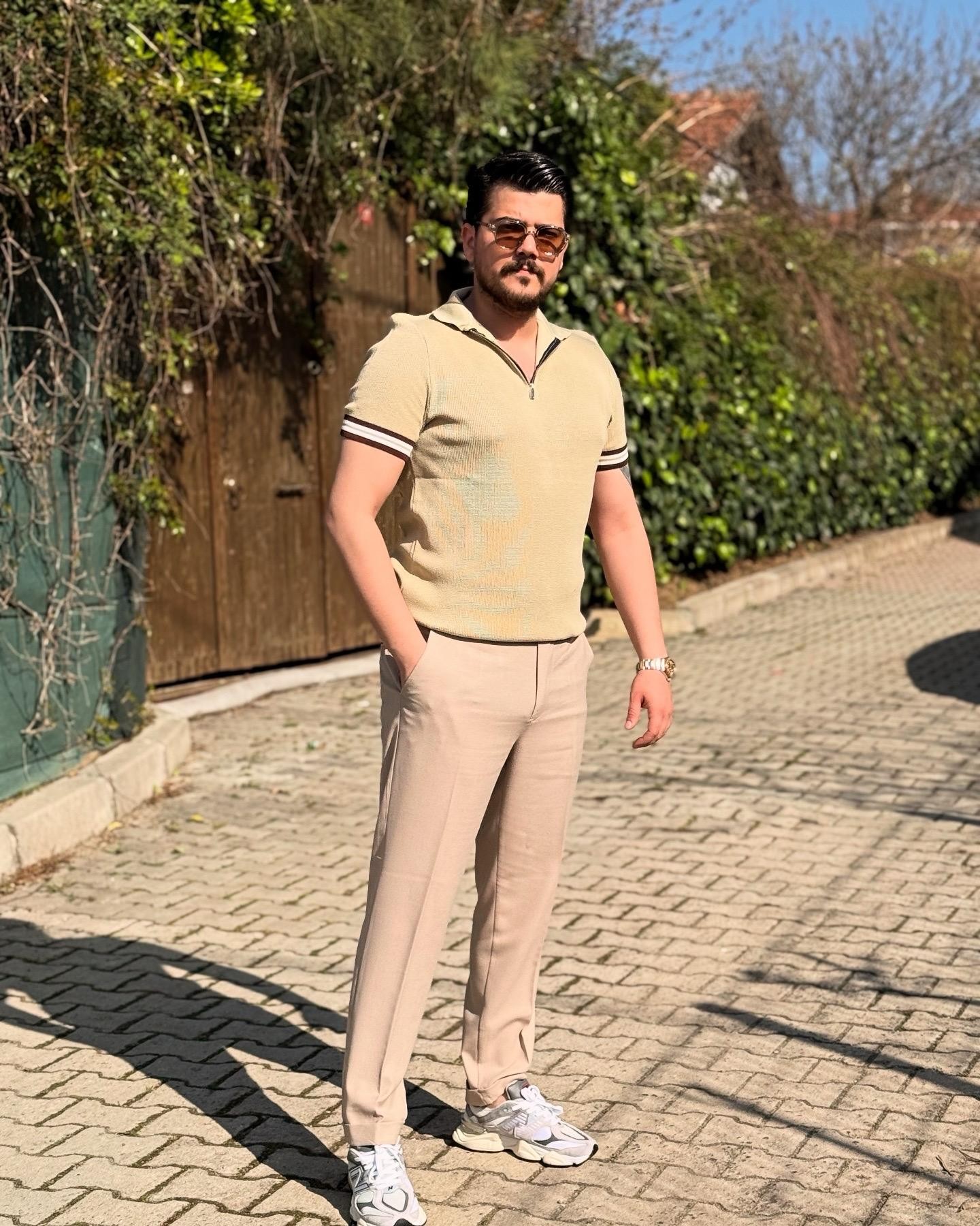 TRİKO KUMAŞ YAKALI TSHİRT KAHVERENGİ