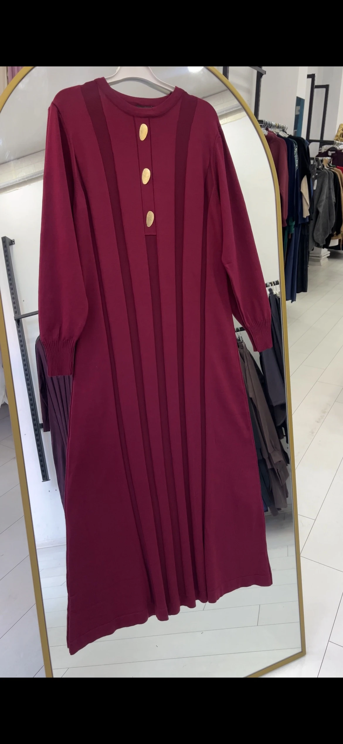 GOLD DÜĞMELİ MERSERİZE ELBİSE