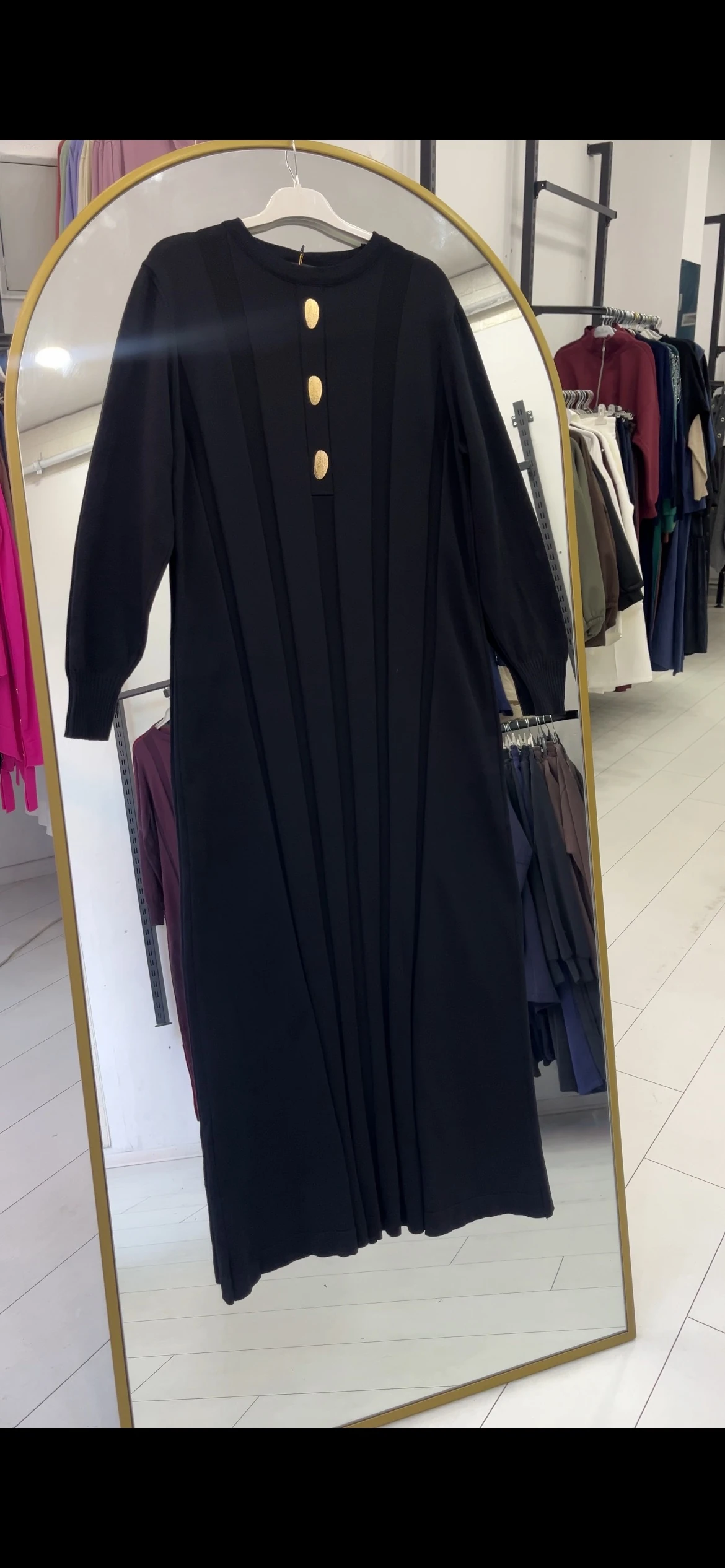 GOLD DÜĞMELİ MERSERİZE ELBİSE