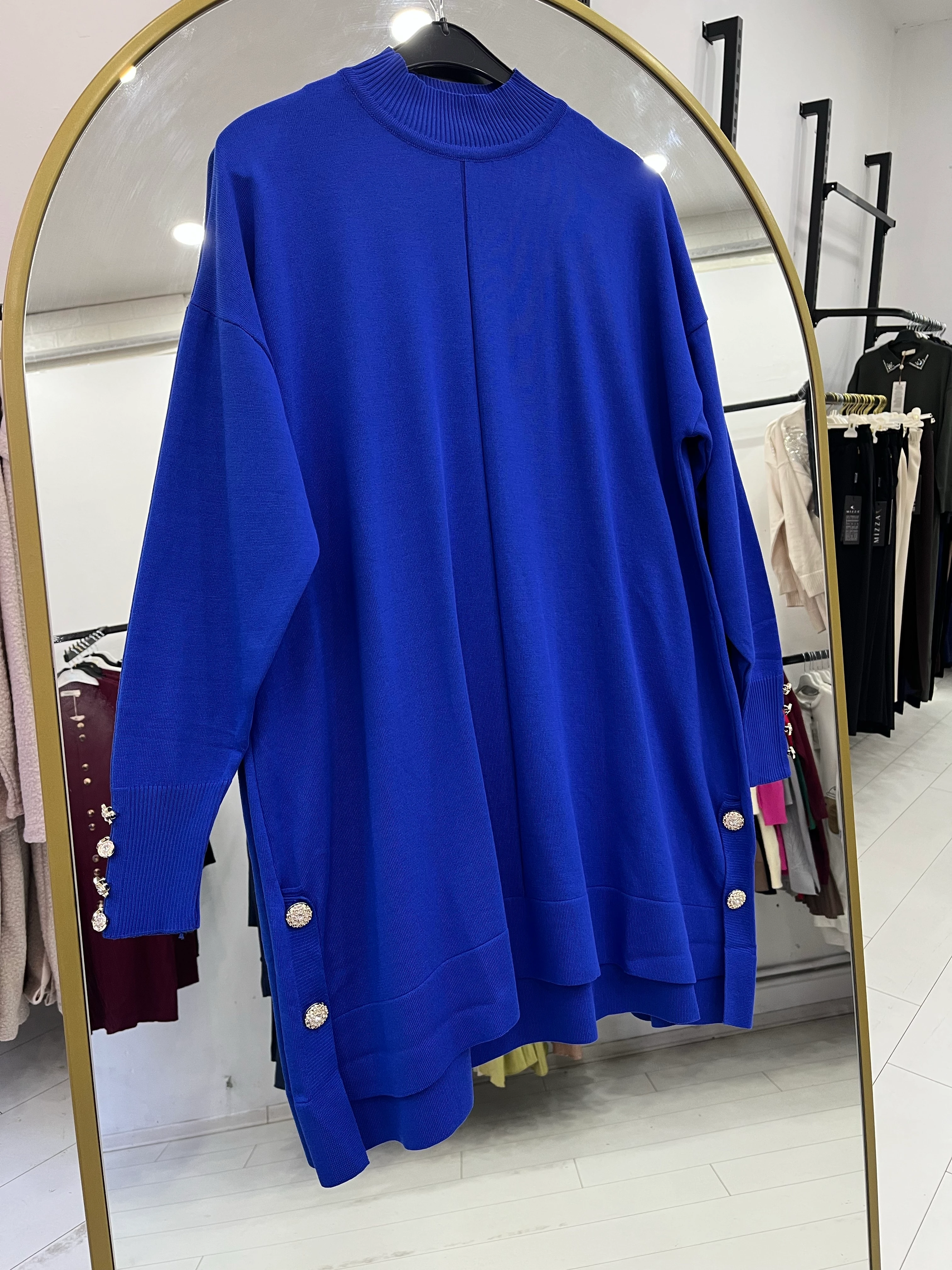 Gold düğme detaylı tunik