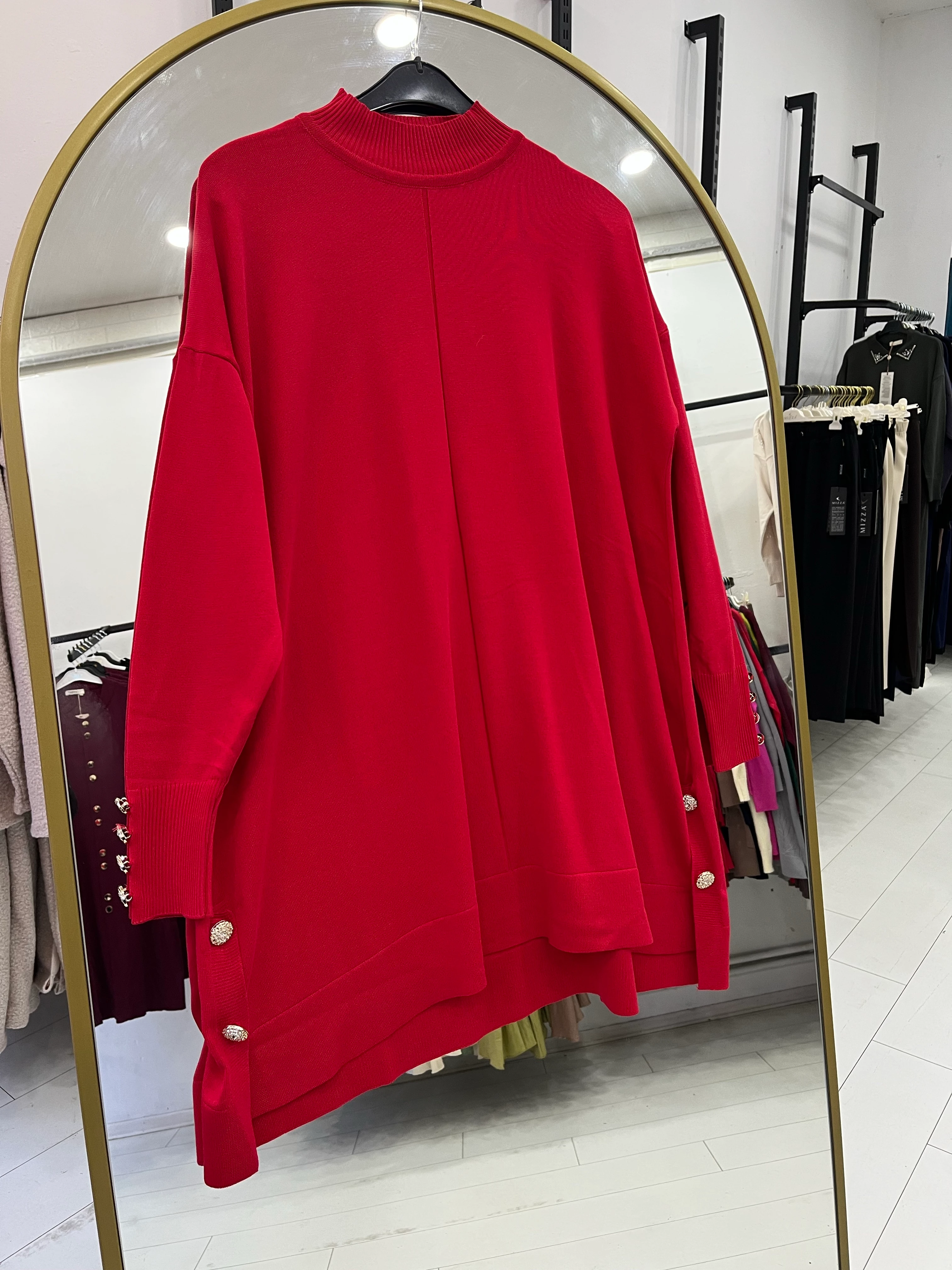 Gold düğme detaylı tunik