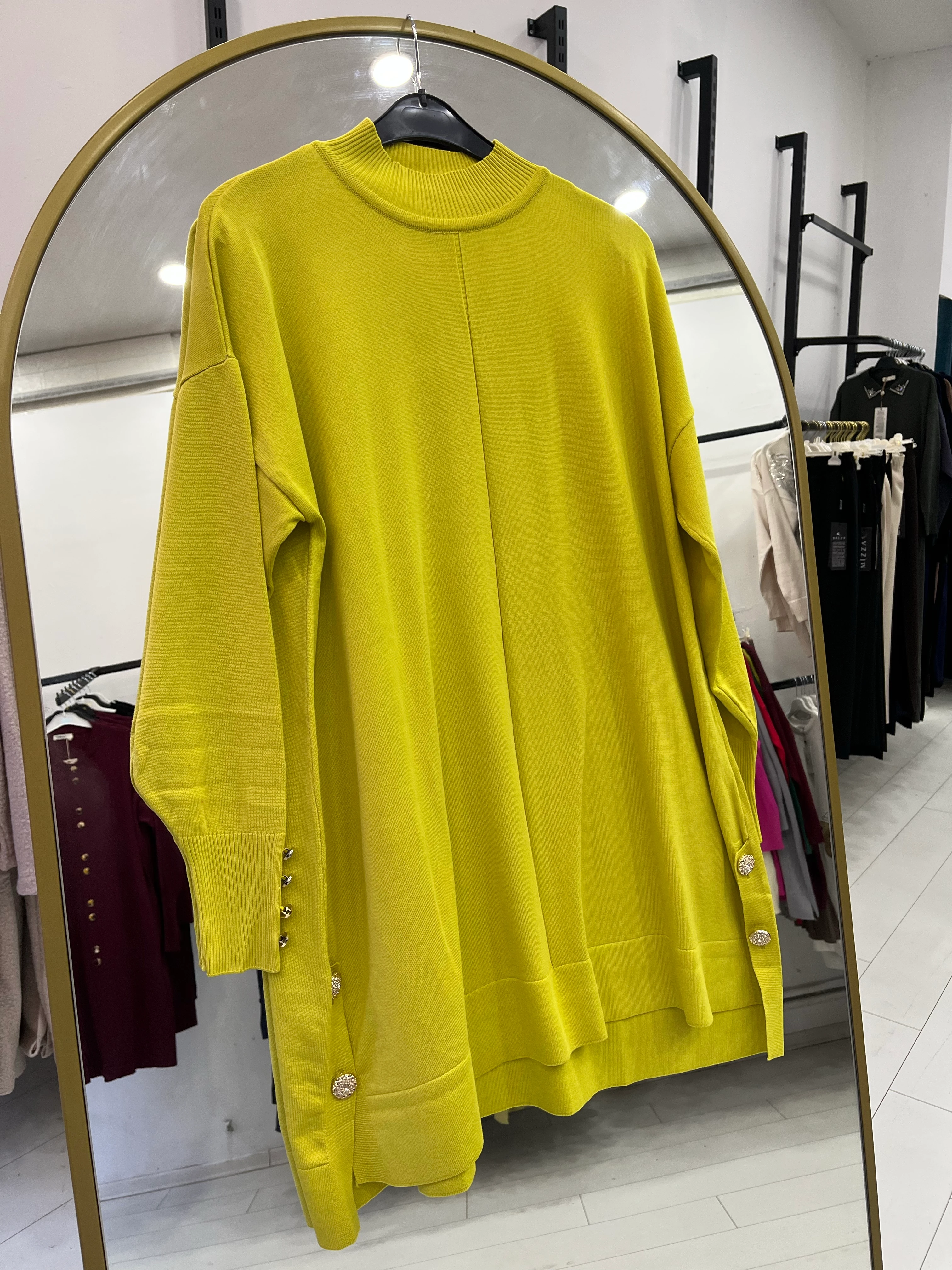 Gold düğme detaylı tunik