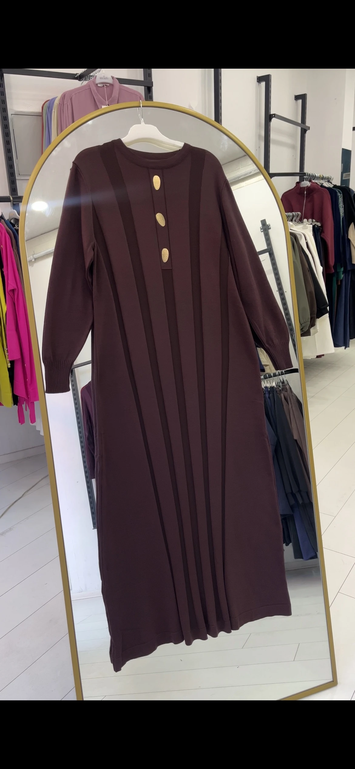 GOLD DÜĞMELİ MERSERİZE ELBİSE