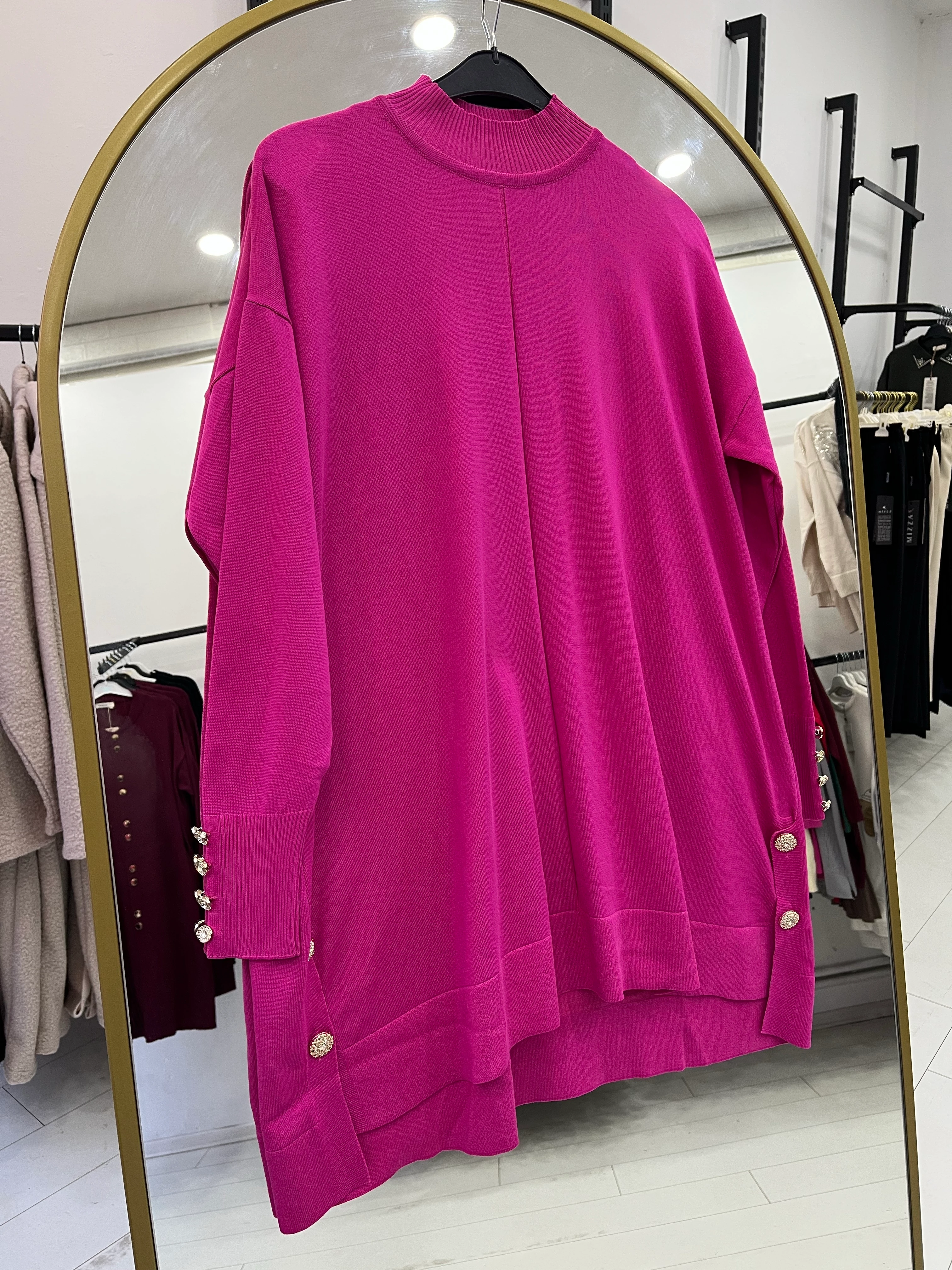 Gold düğme detaylı tunik