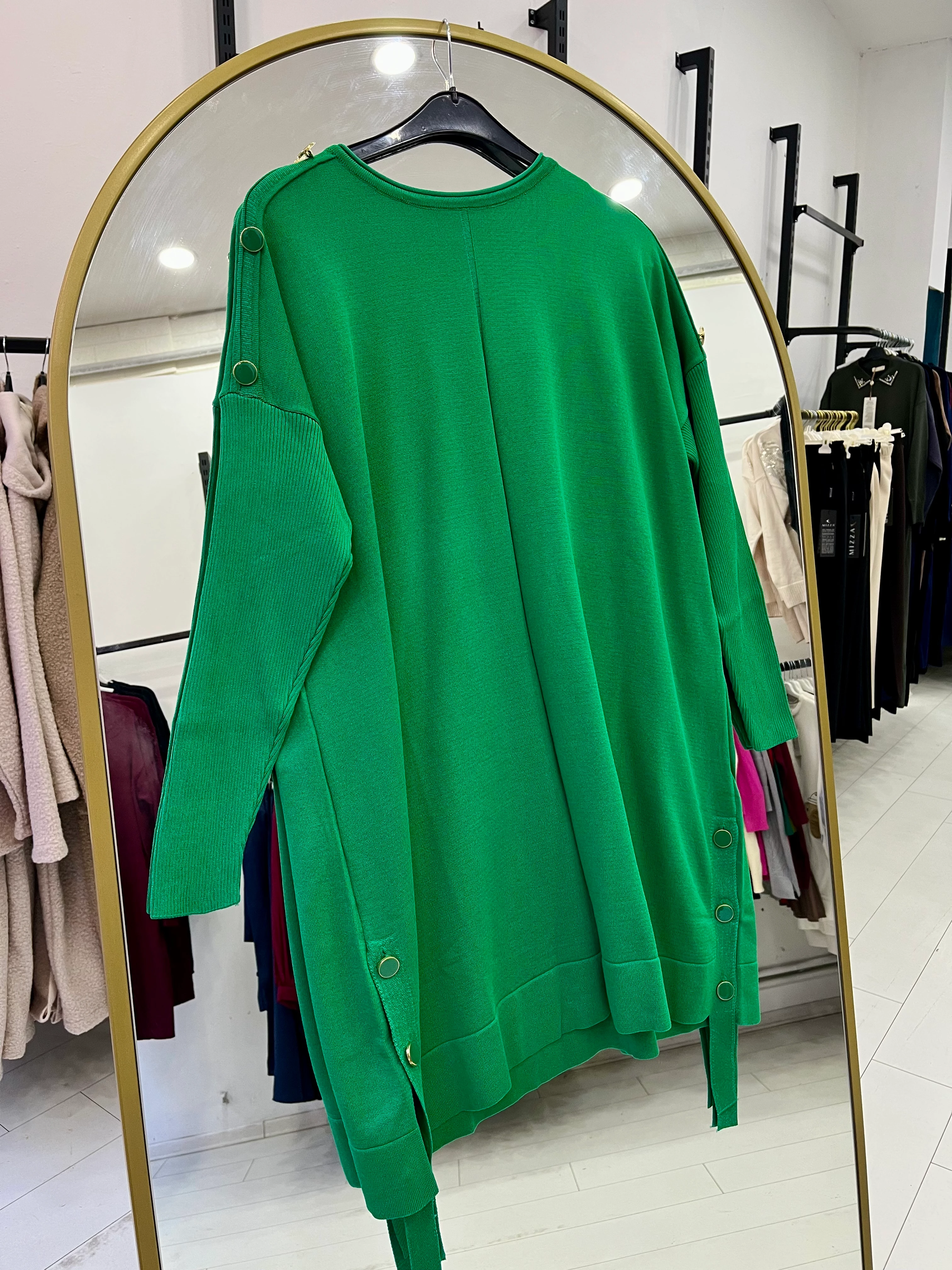 Düğme detaylı merserize tunik