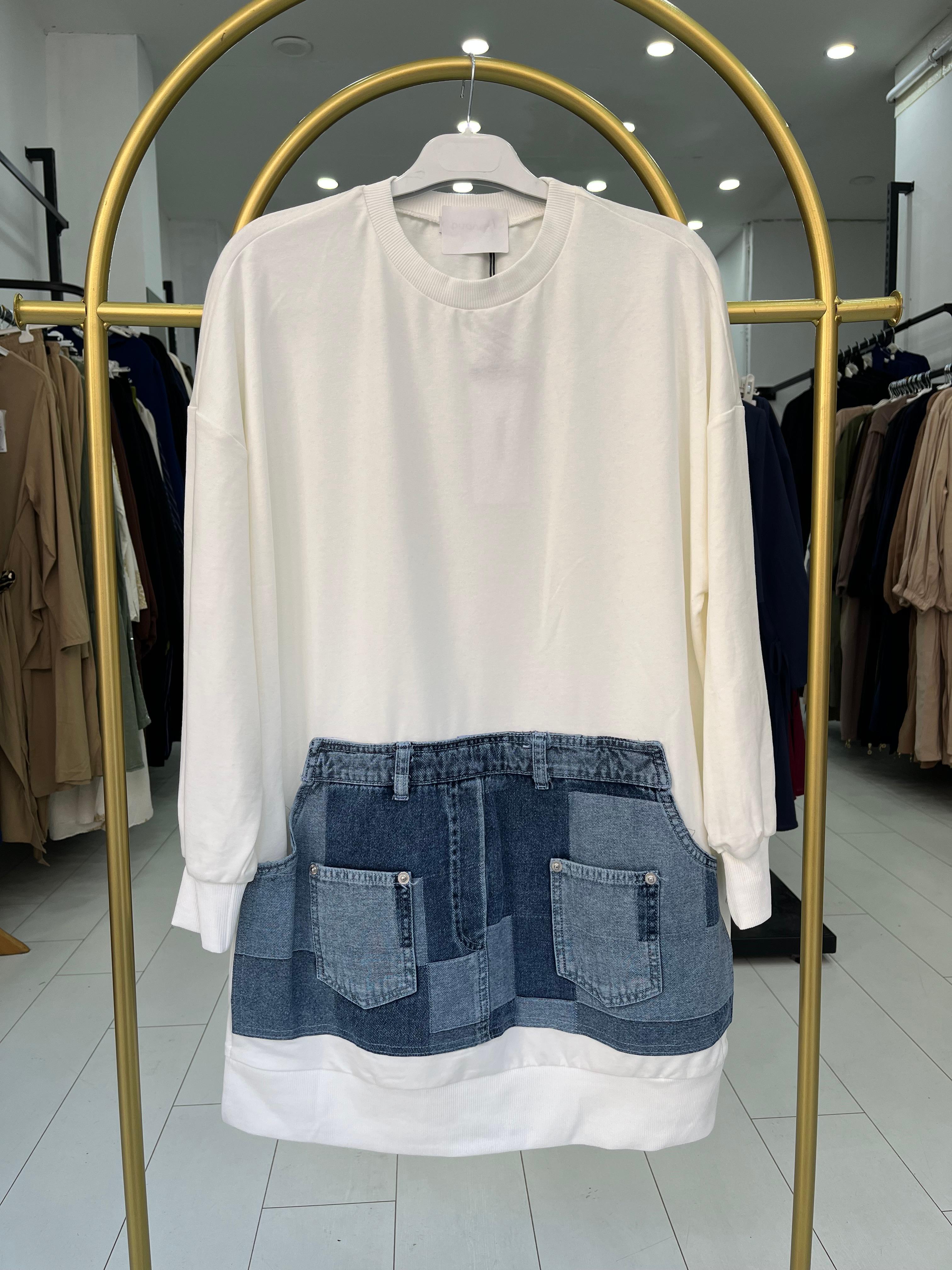JEAN CEPLİ SWEAT TUNİK