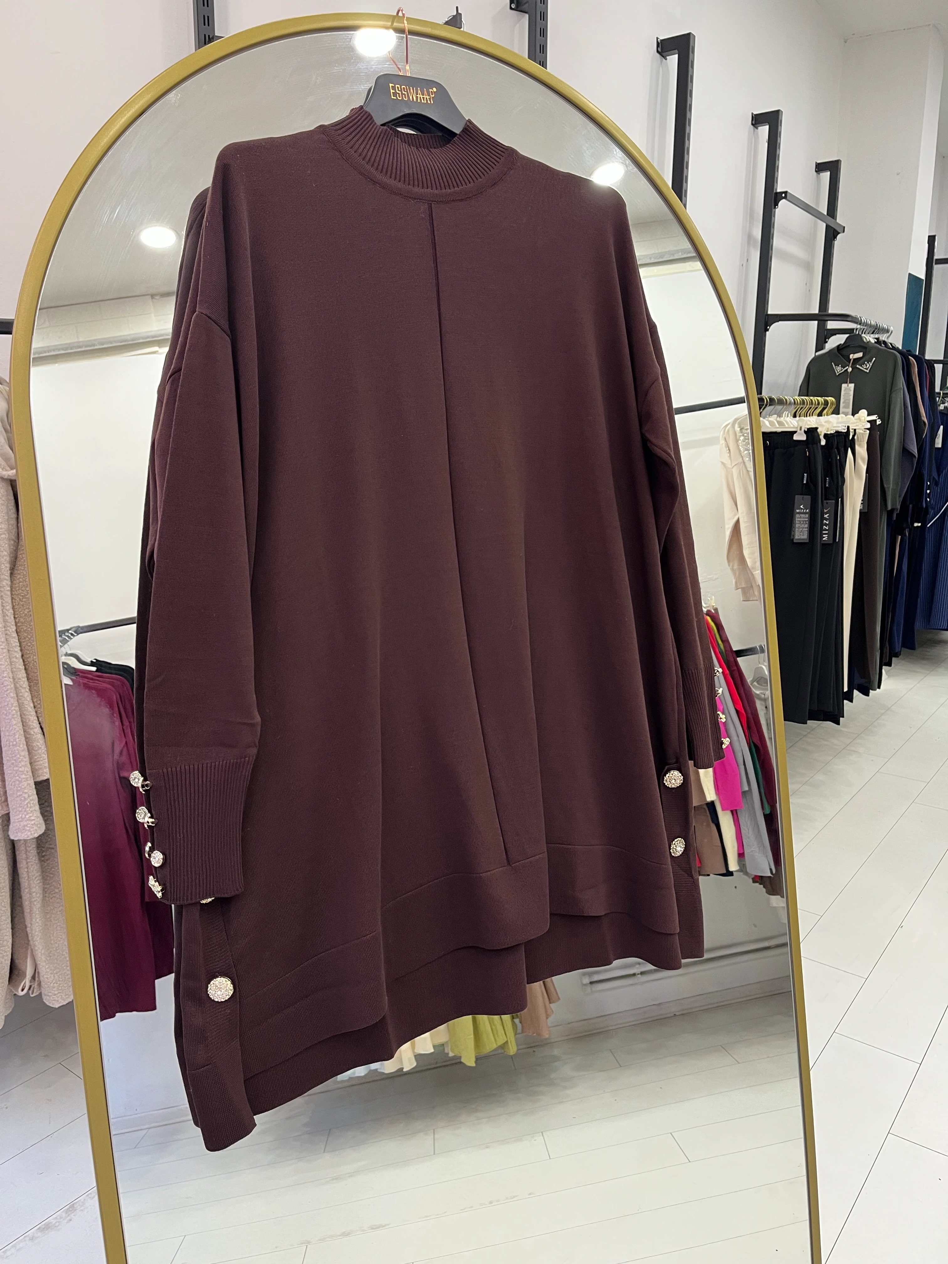 Gold düğme detaylı tunik