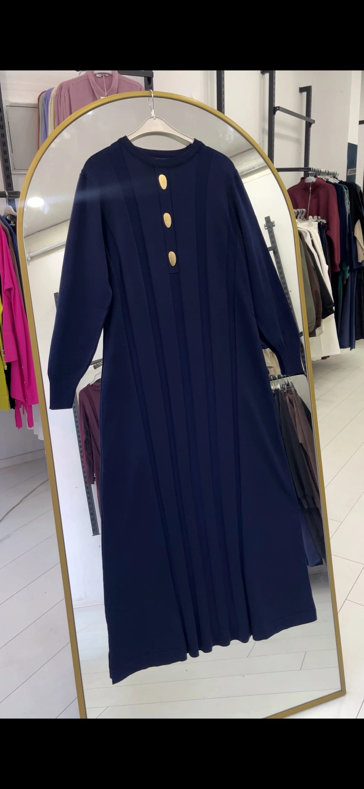 GOLD DÜĞMELİ MERSERİZE ELBİSE