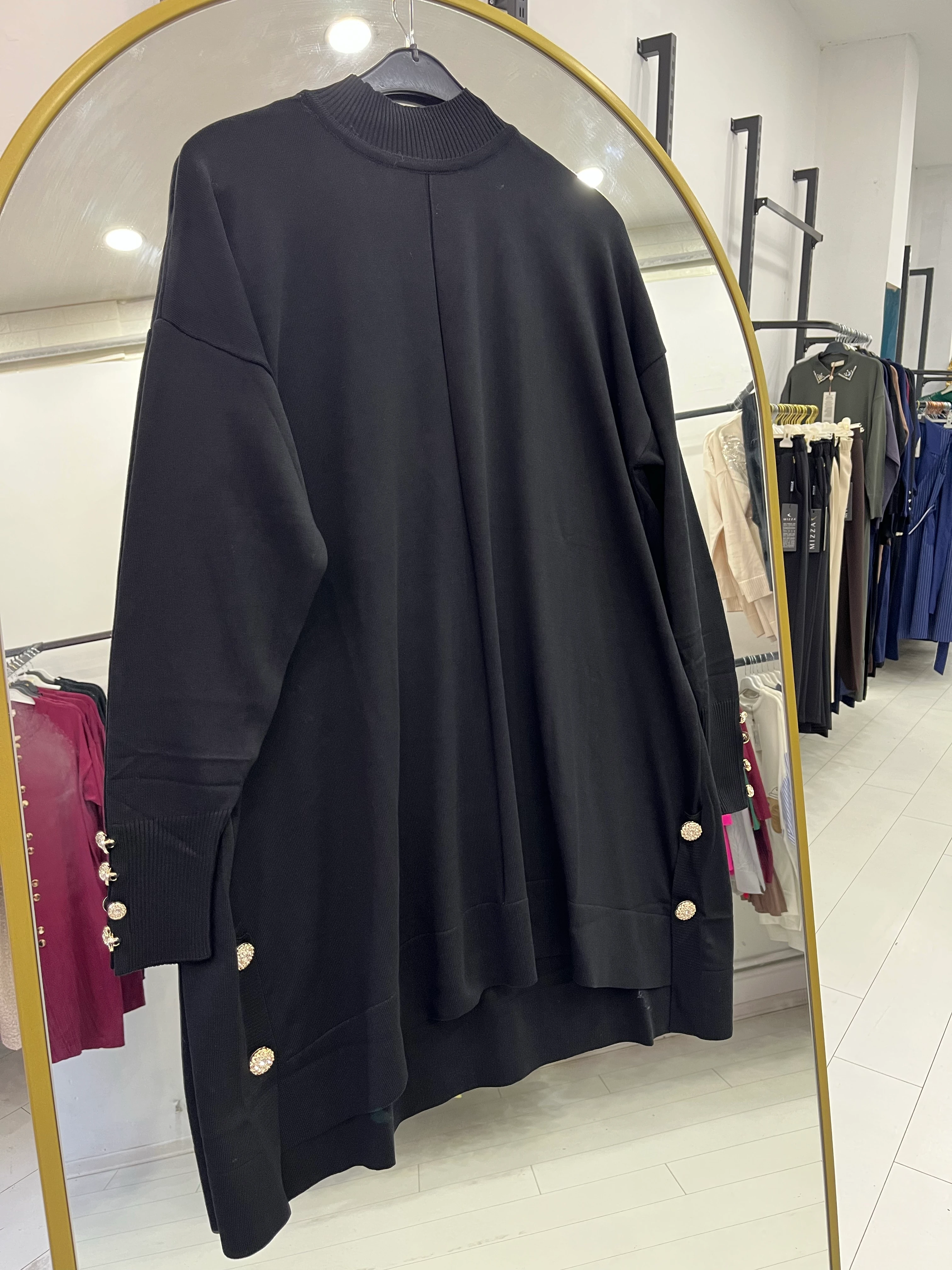 Gold düğme detaylı tunik