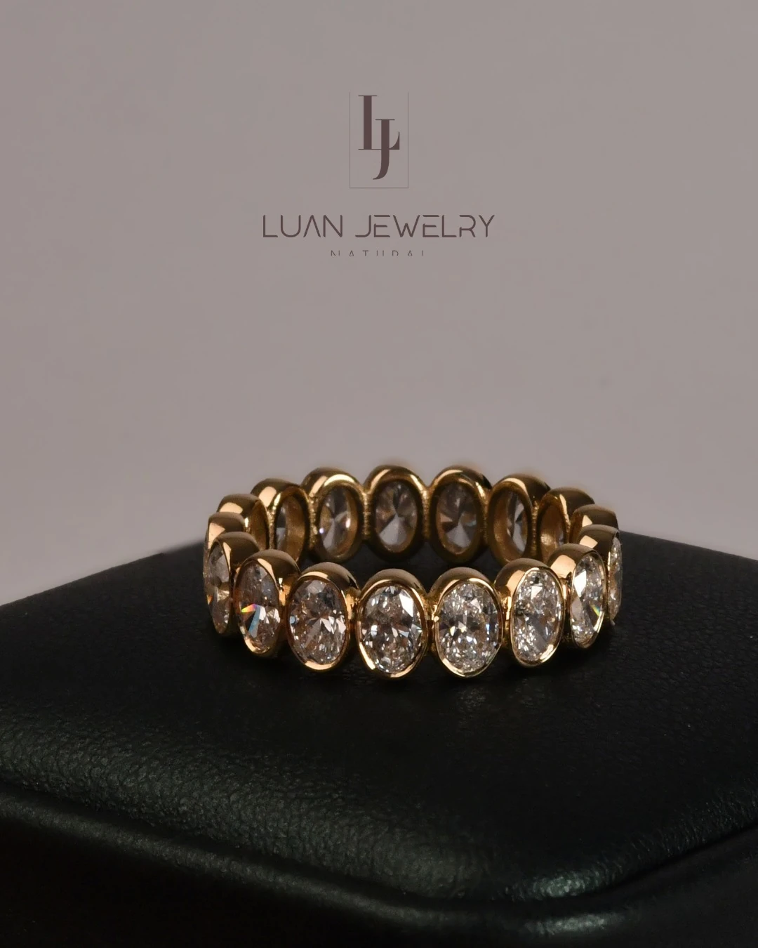 14 Ayar Altın Oval Kesim Bezel Tasarım Laboratuvar Pırlanta Tamtur / Yarımtur Yüzük- The Elara